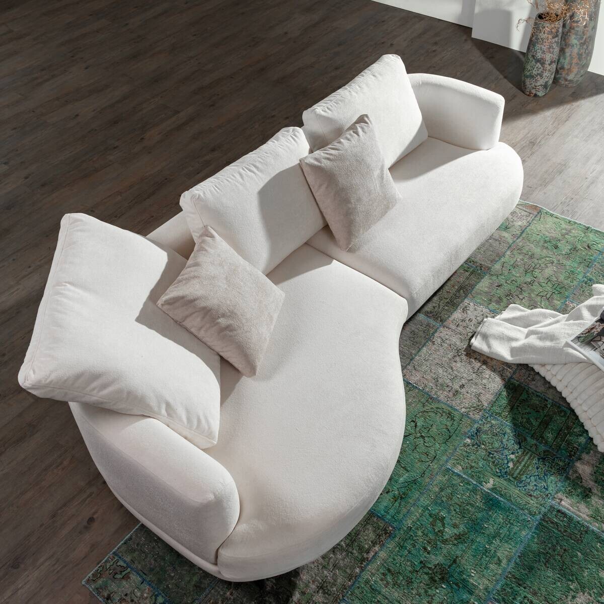 Ecksofa weiß Flachgewebe B/H/T: ca. 264x92x137 cm