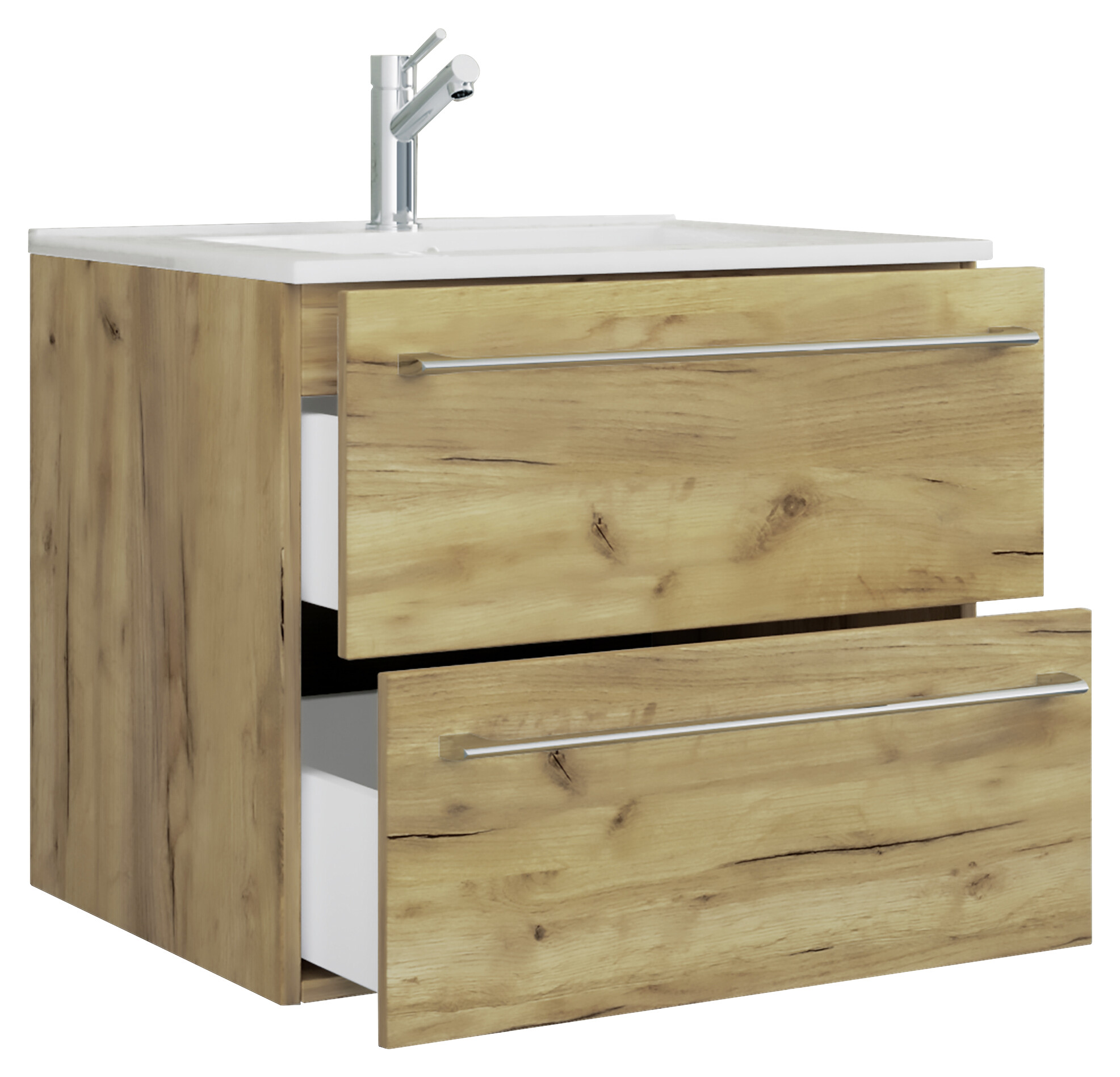 Badblock 2tlg-Badinos weiß Eiche Honig Nachbildung B/H/T: ca. 61x52x46 cm