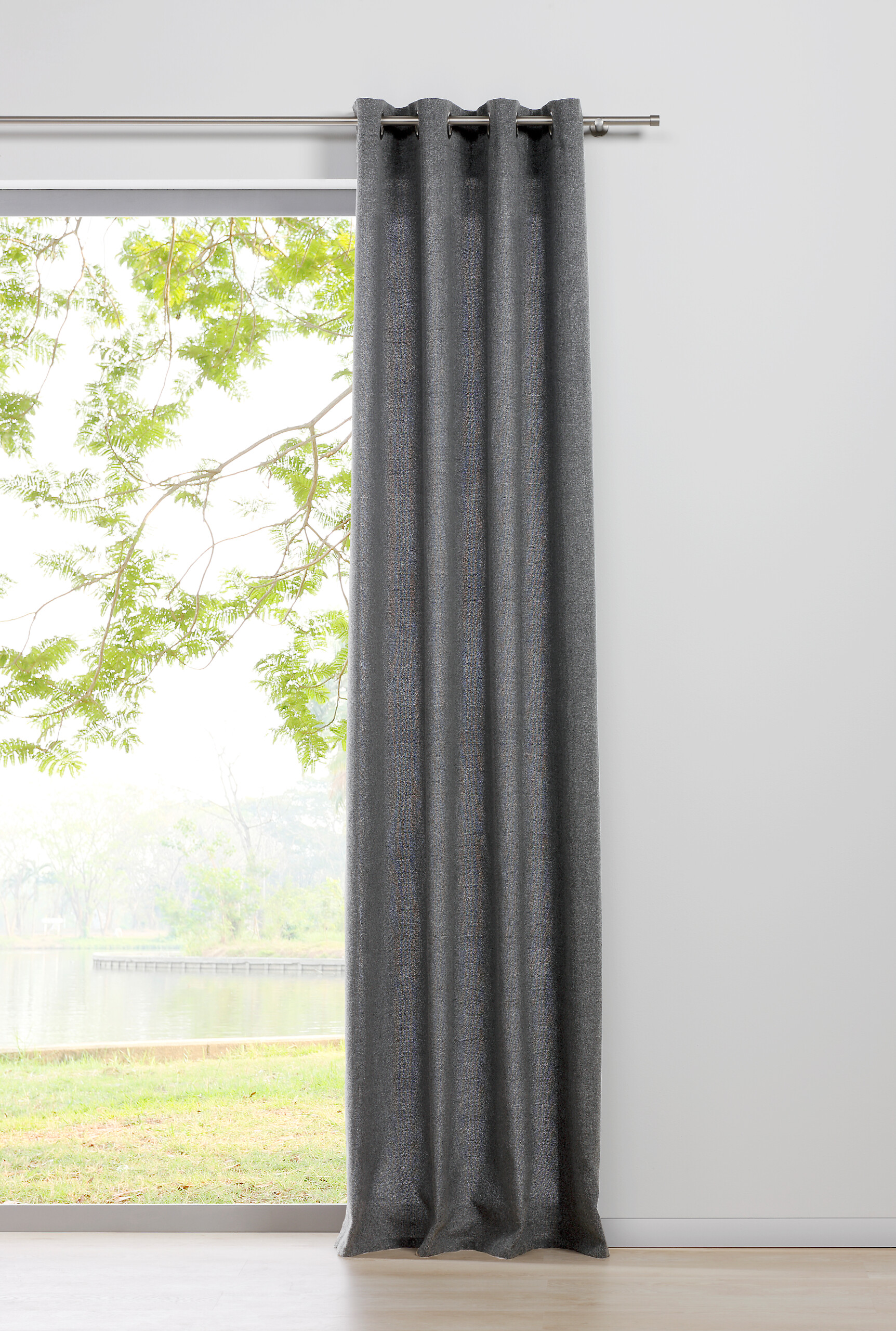 Ösenvorhang 2er Pack Chalet grau B/L: ca. 135x245 cm