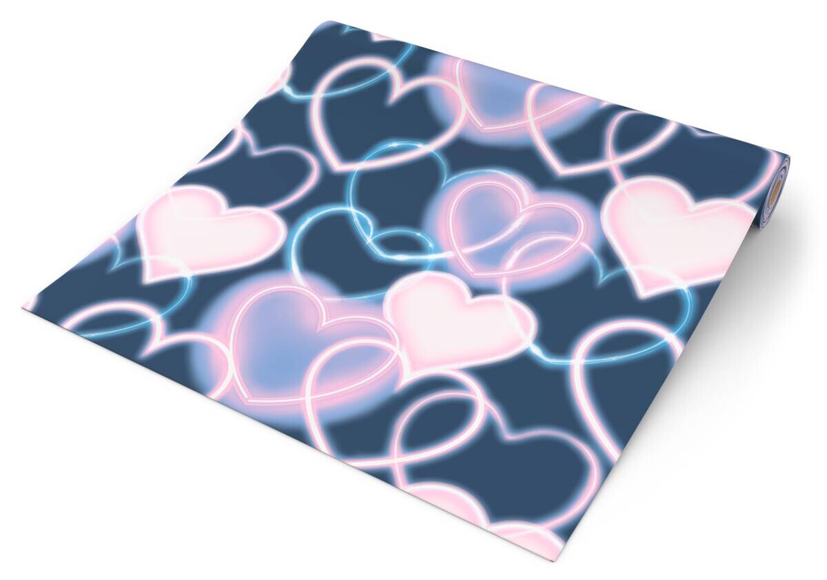 UGEPA Papiertapete Herzen blau rosa B/L: ca. 53x1005 cm