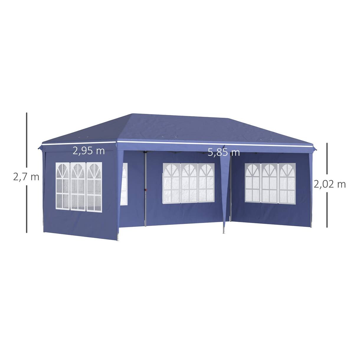 Outsunny Faltpavillon blau Polyester B/H/L: ca. 295x270x585 cm