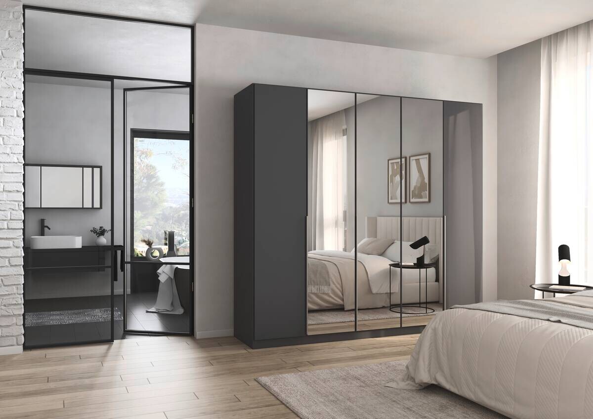 Kleiderschrank Alabama grau B/H/T: ca. 225x210x54 cm