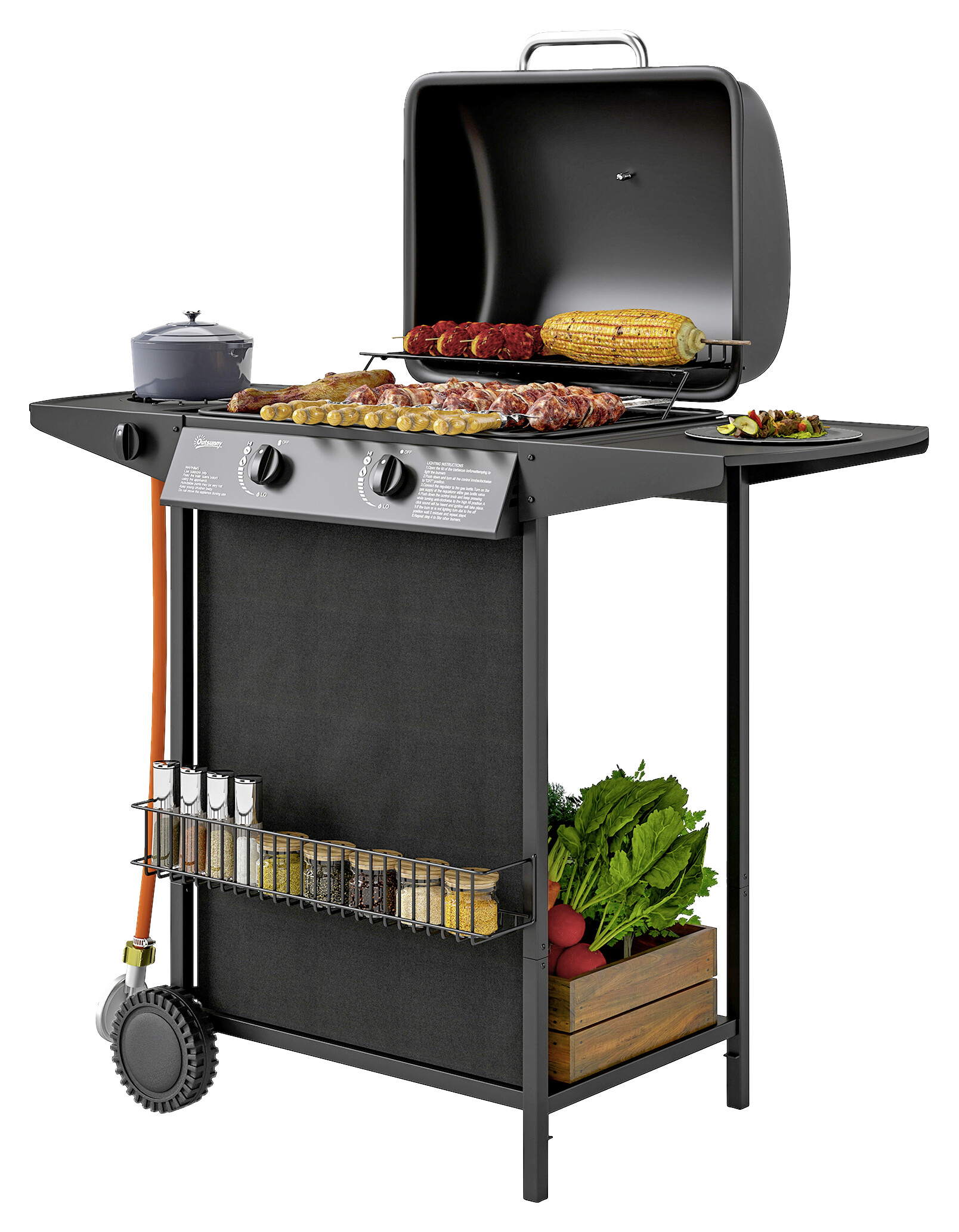 Outsunny Gasgrill Stahl B/H/L: ca. 54x96x107 cm