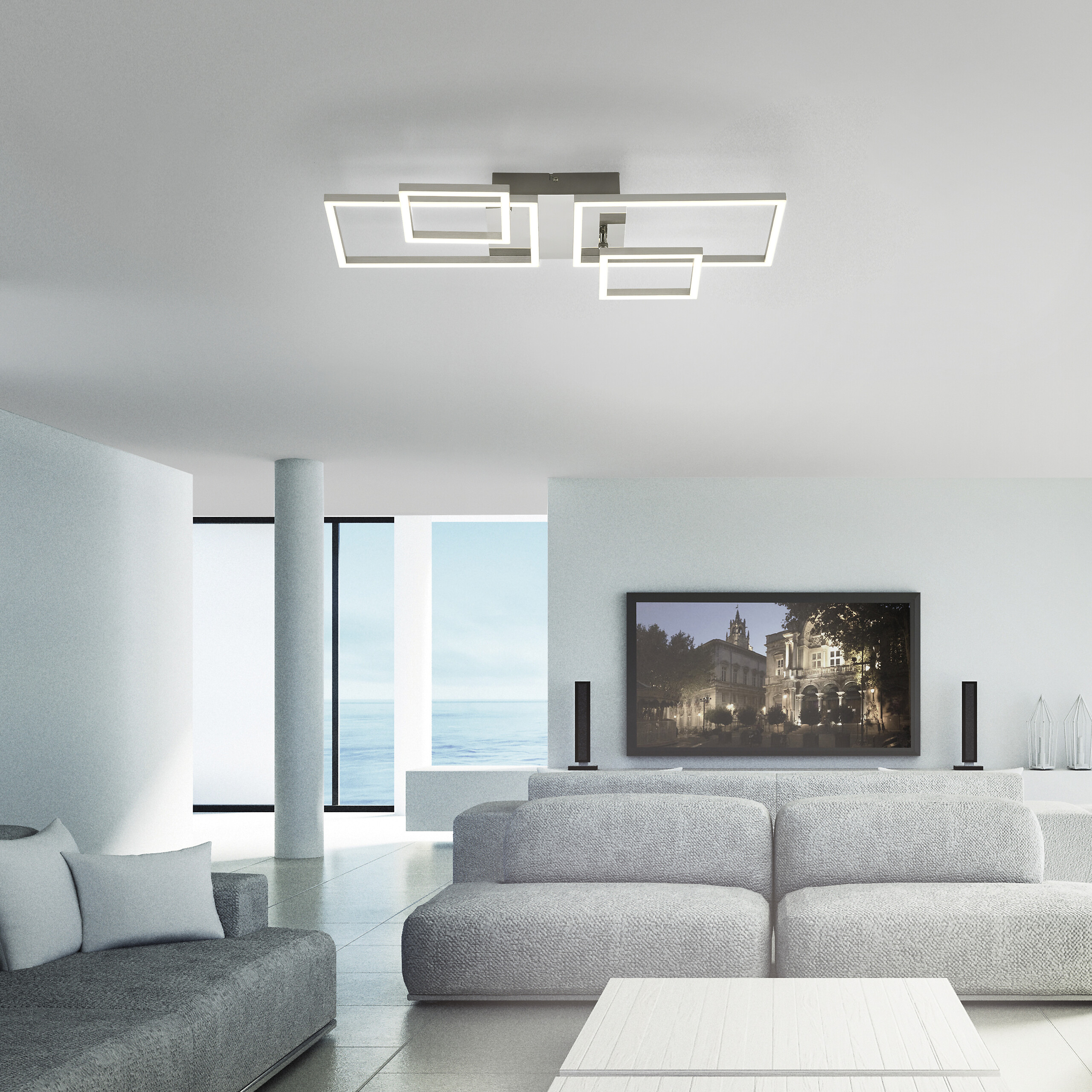 Just Light Deckenleuchte 14030-55  Iven stahlfarbig Kunststoff Eisen Aluminium B/H/L: ca. 34x7x65 cm