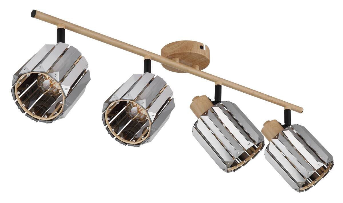 GLOBO Spot RUN 80040446 braun Rauch Metall Glas B/H/L: ca. 64x15x9 cm E14 4 Brennstellen