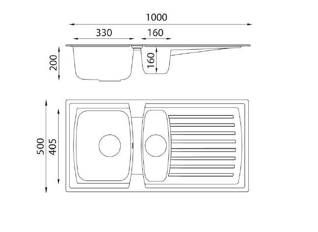 Respekta Einbauspüle Boston 100 x 50 S schwarz Mineralite B/H/T: ca. 100x20x50 cm