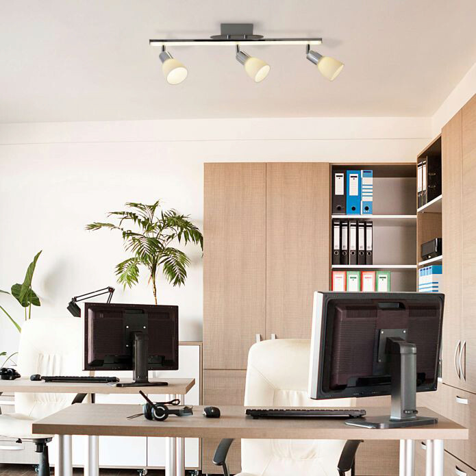 Näve Leuchten LED Deckenleuchte NV1233342 Chrom Metall Kunststoff Glas B/H/L: ca. 8x22x61 cm 3 Brennstellen