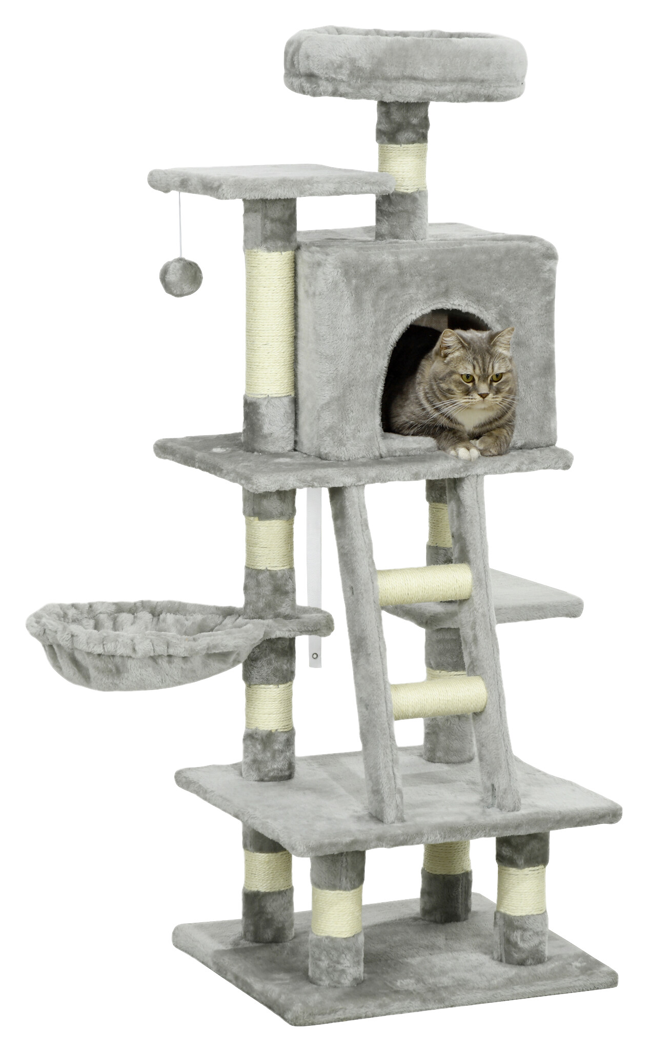 PawHut Kratzbaum grau Plüsch B/H/L: ca. 44x132x49 cm