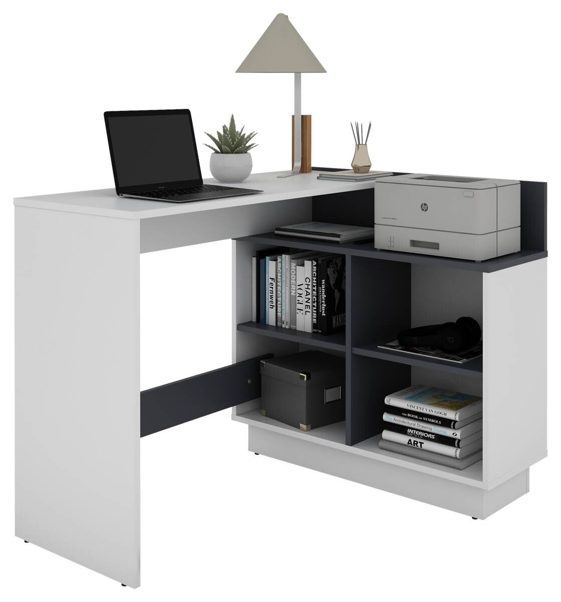 Eckschreibtisch BERNI weiß Graphit B/H/T: ca. 102x77,5x80 cm
