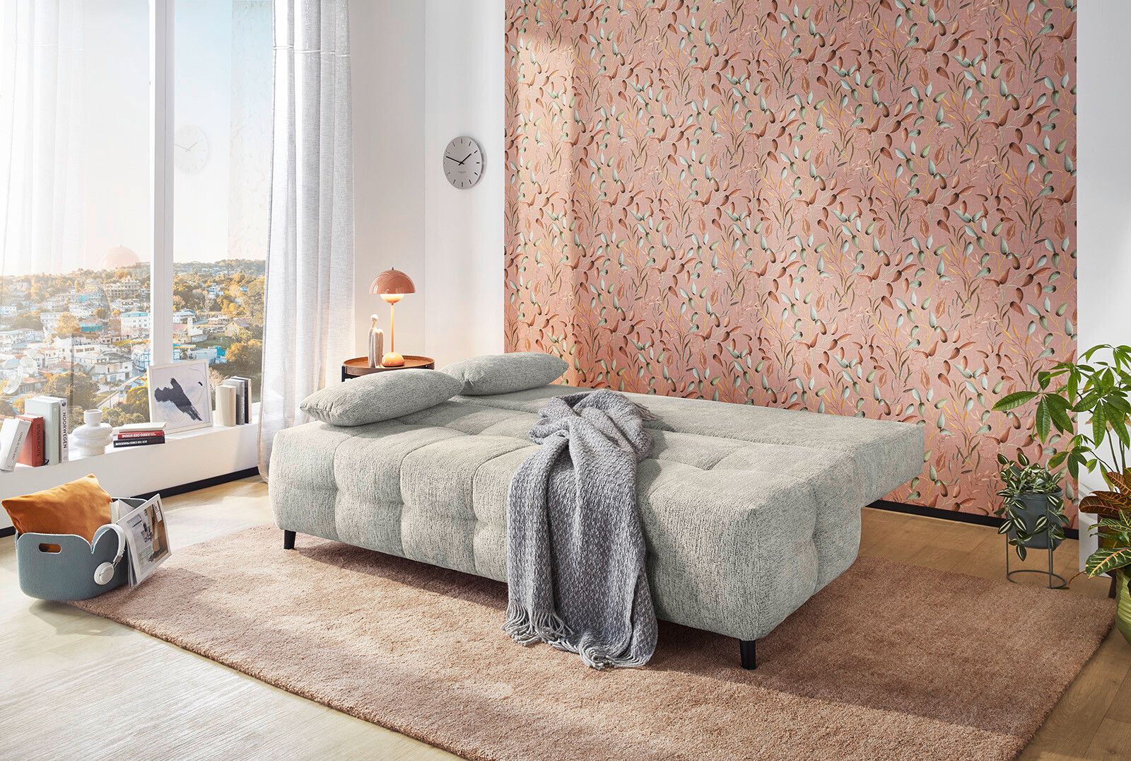 Schlafsofa hellgrau Microfaser B/H/T: ca. 207x93x104 cm Schlafsofa hellgrau Microfaser B/H/T: ca. 207x93x104 cm