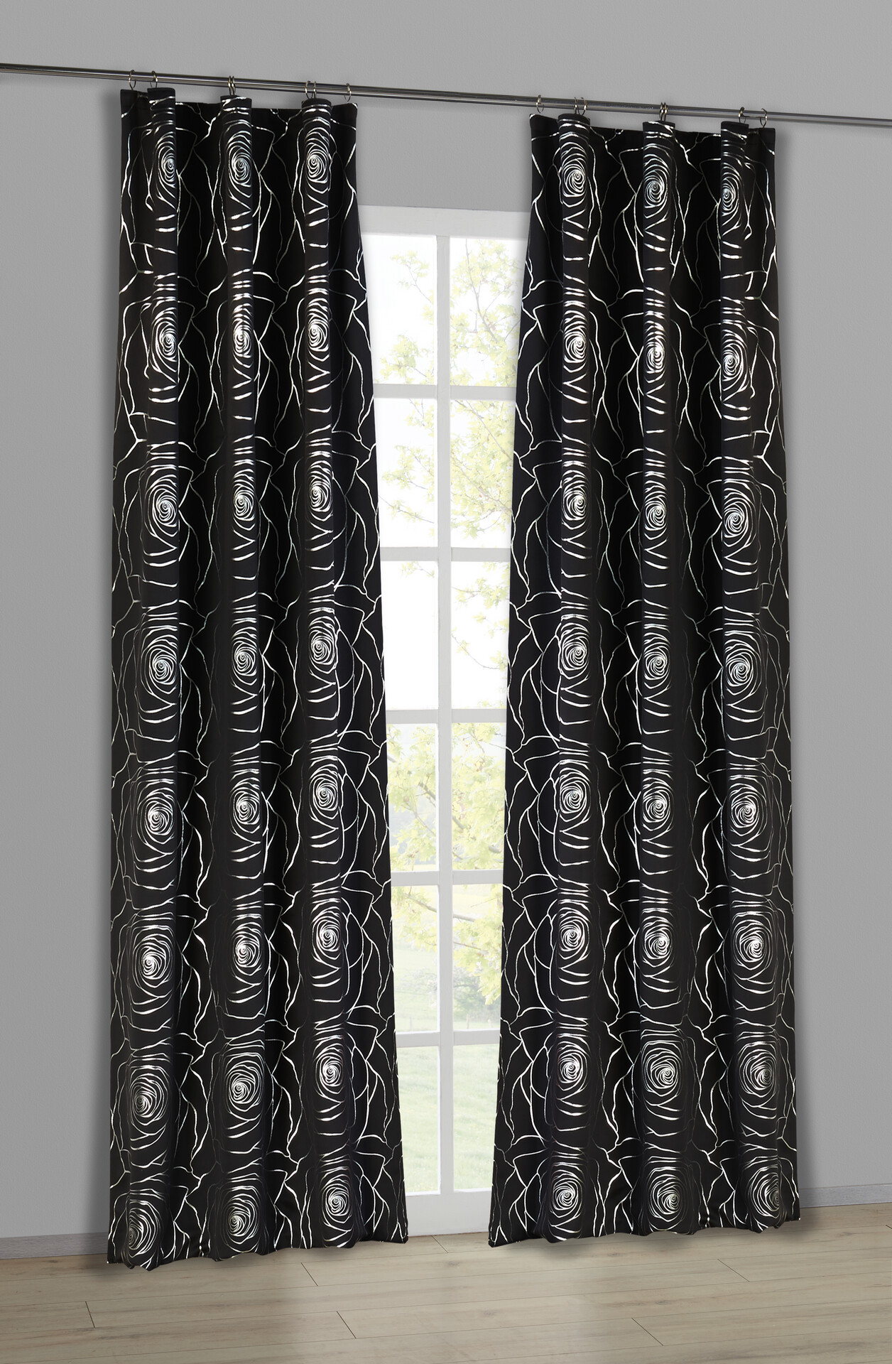 Home Essential Verdunklungsvorhang Roses schwarz B/L: ca. 140x245 cm