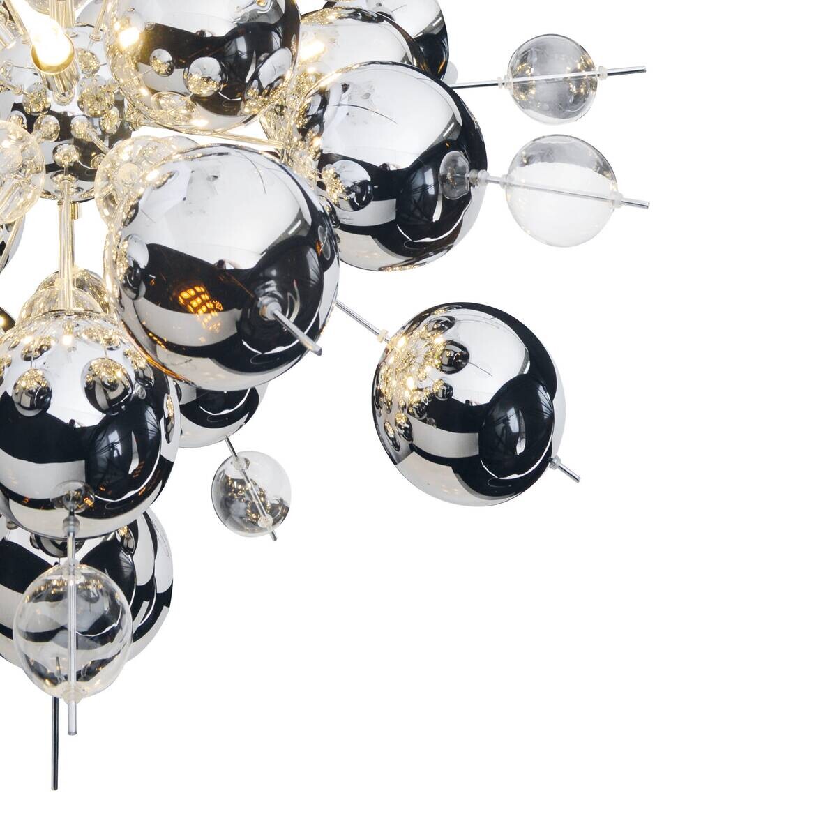 Näve Leuchten Pendelleuchte Chrom Glas Metall B/H/T/D: ca. 65x193x65x65 cm G9 10 Brennstellen