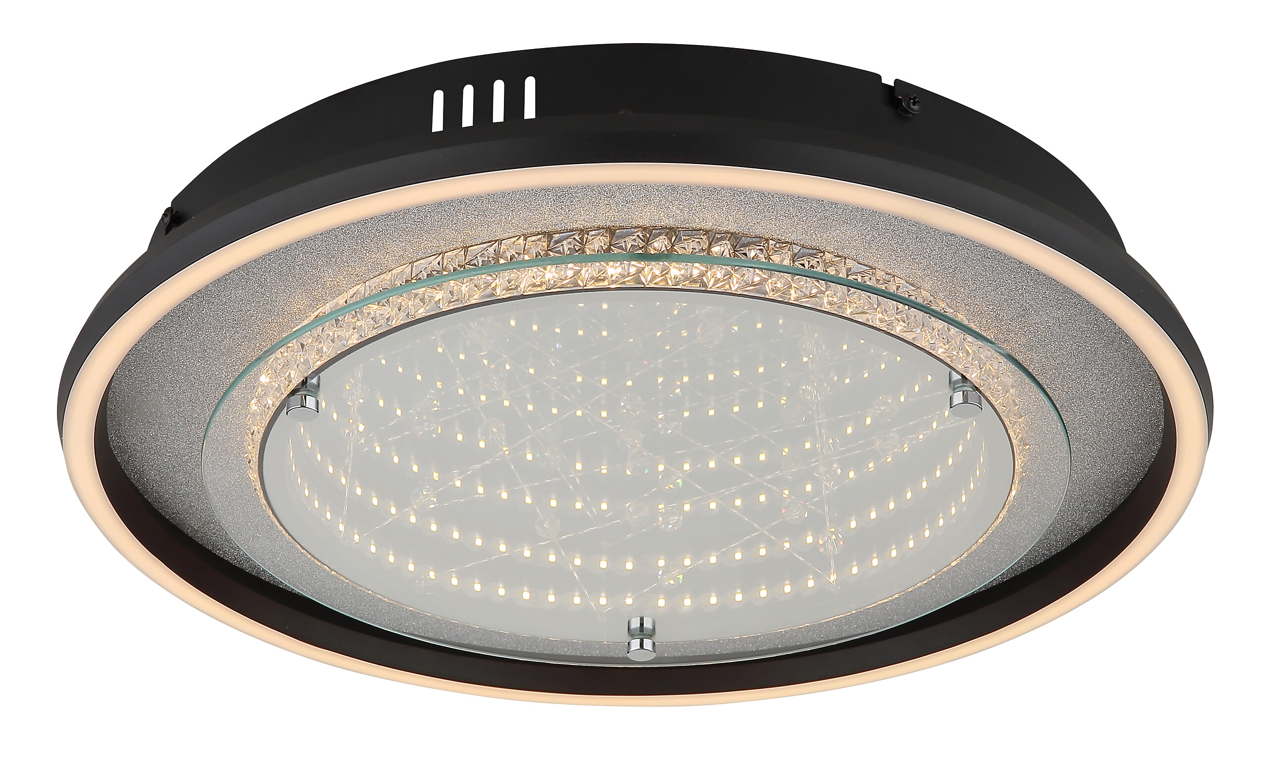 GLOBO Deckenleuchte silber klar schwarz Aluminium Glas Kunststoff H/D: ca. 6,8x40 cm 1 Brennstellen