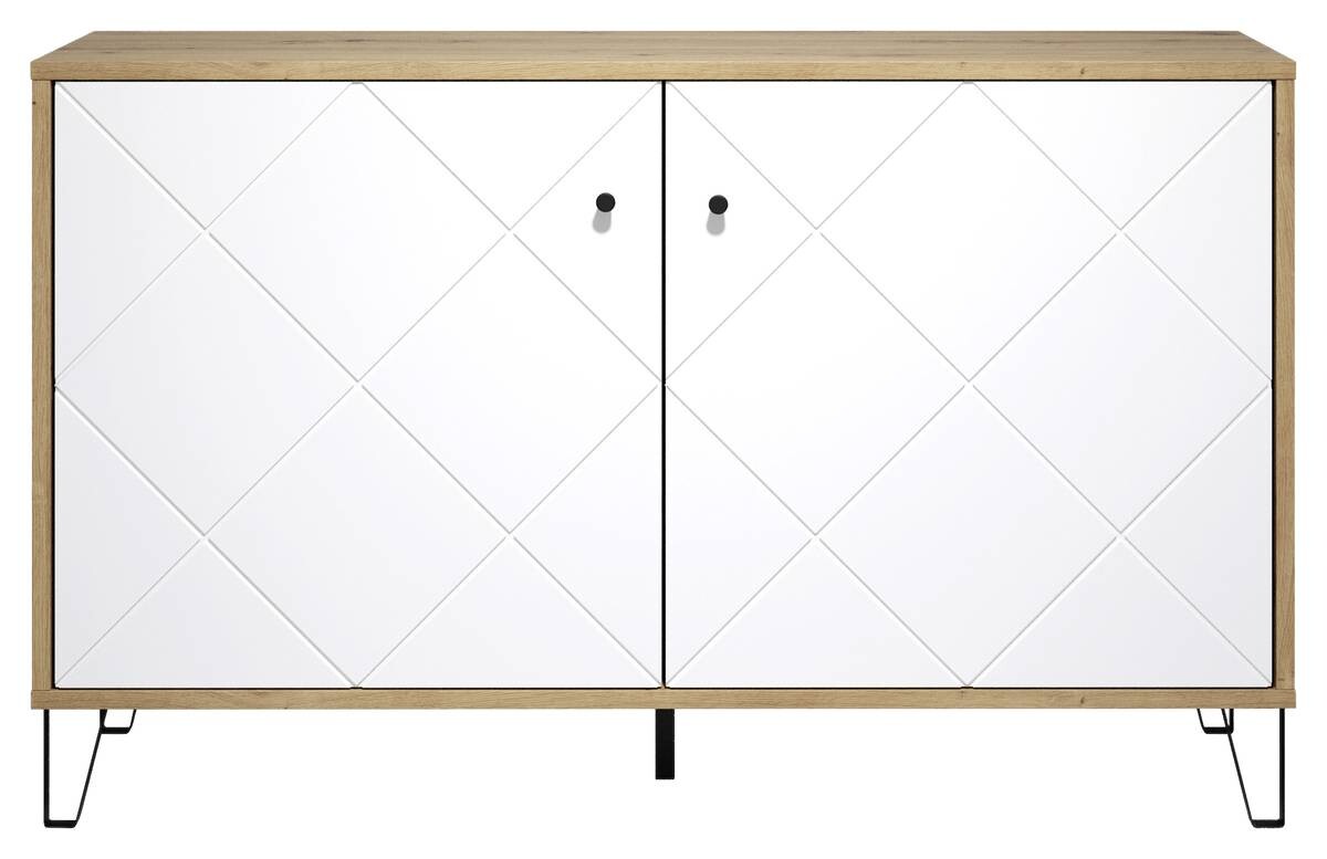 Kommode Touch Eiche Artisan Nachbildung weiß matt B/H/T: ca. 123x76x40 cm