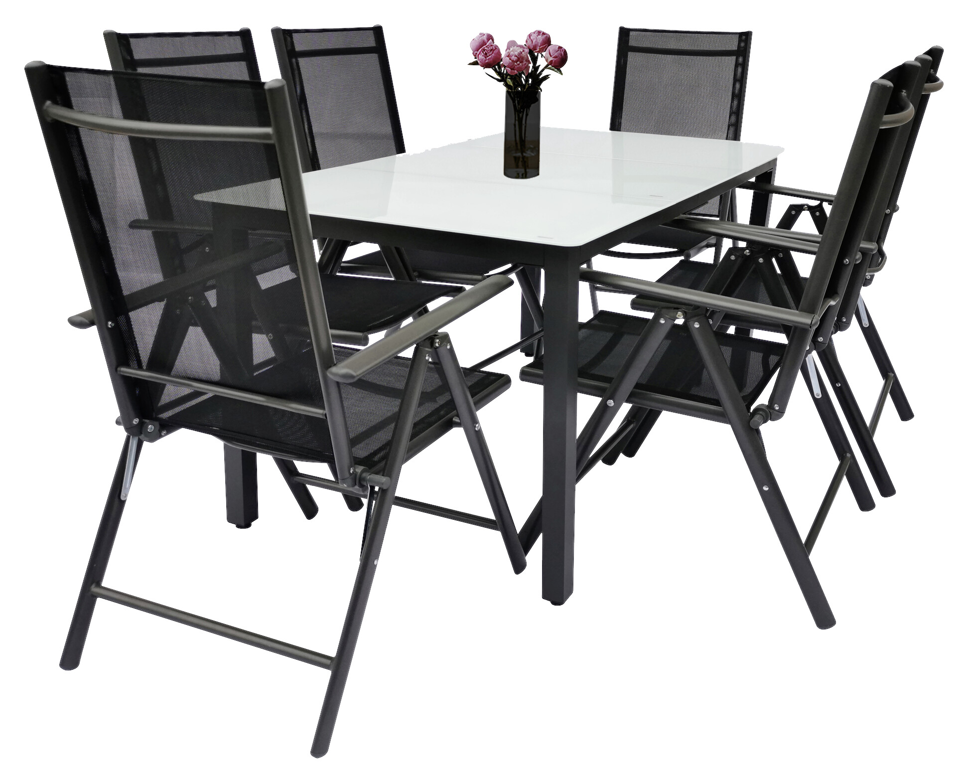 VCM Gartensitzgruppe anthrazit Stahl B/H/L: ca. 140x76x80 cm