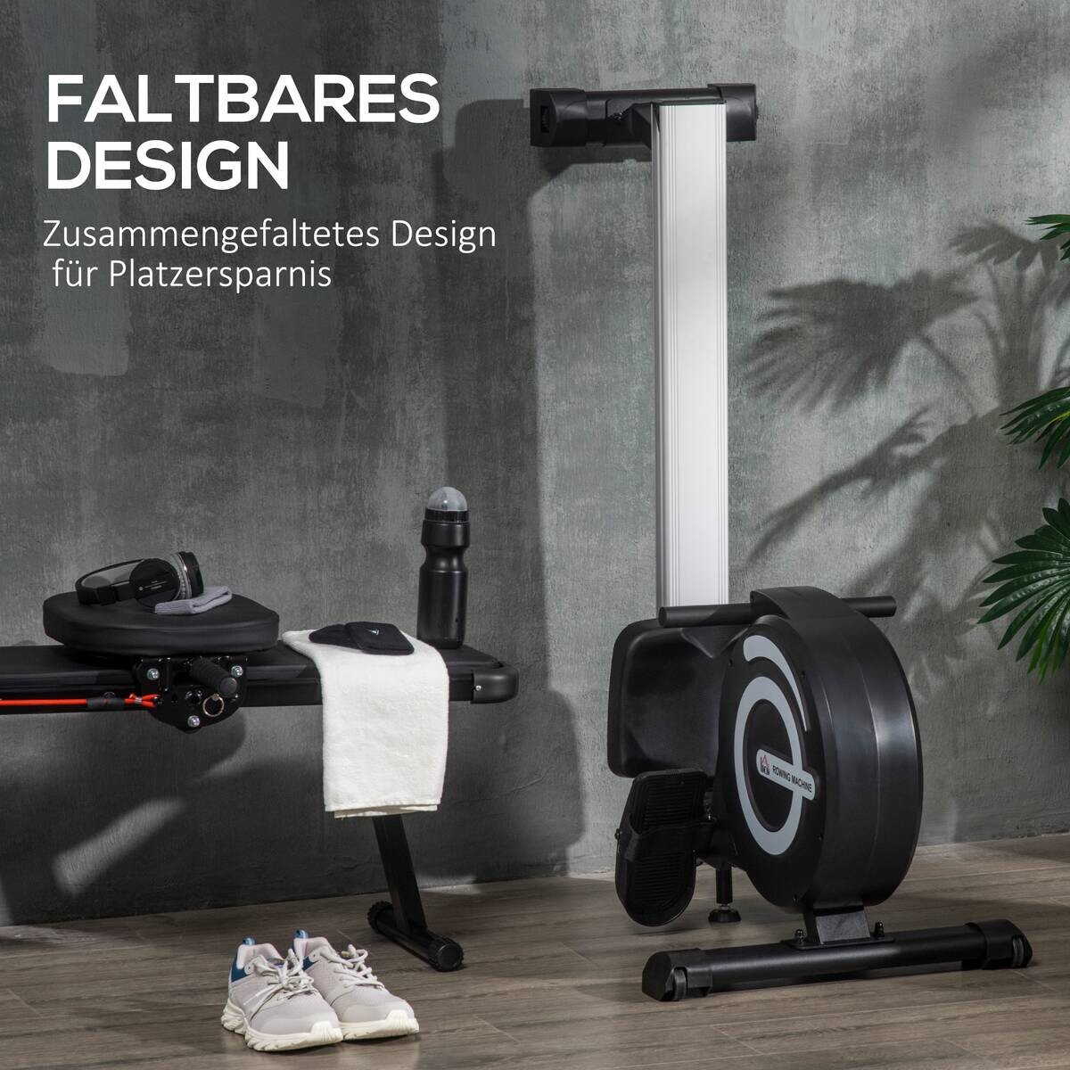 HOMCOM Rudergerät schwarz Stahl B/H/L: ca. 58x57x185 cm