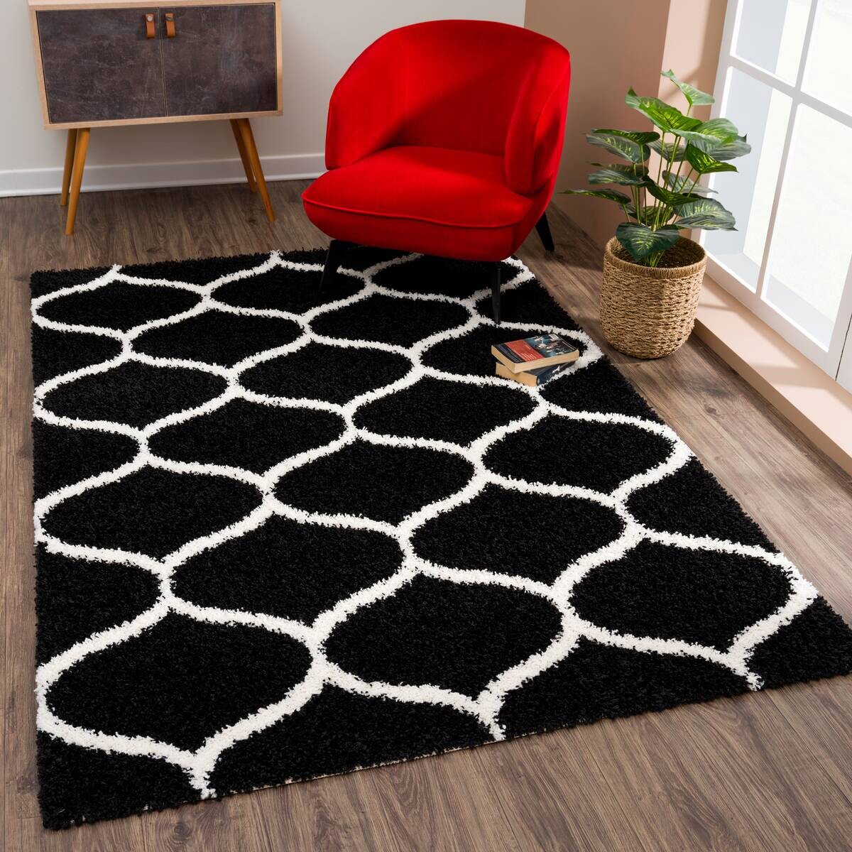 Sanat Hochflorteppich MADRID schwarz B/L: ca. 120x170 cm