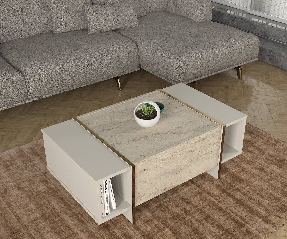 moebel17 Couchtisch Veyron beige granit Spanplatte B/H/T: ca. 103,8x37,7x60 cm
