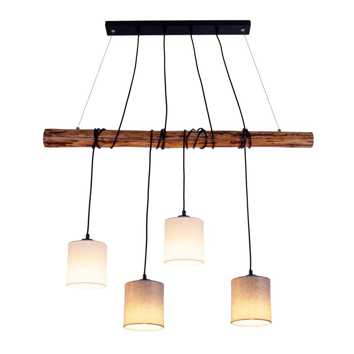 Näve Leuchten Pendelleuchte NV7094214 natur Textil Metall B/H/T: ca. 13x150x100 cm E27 4 Brennstellen