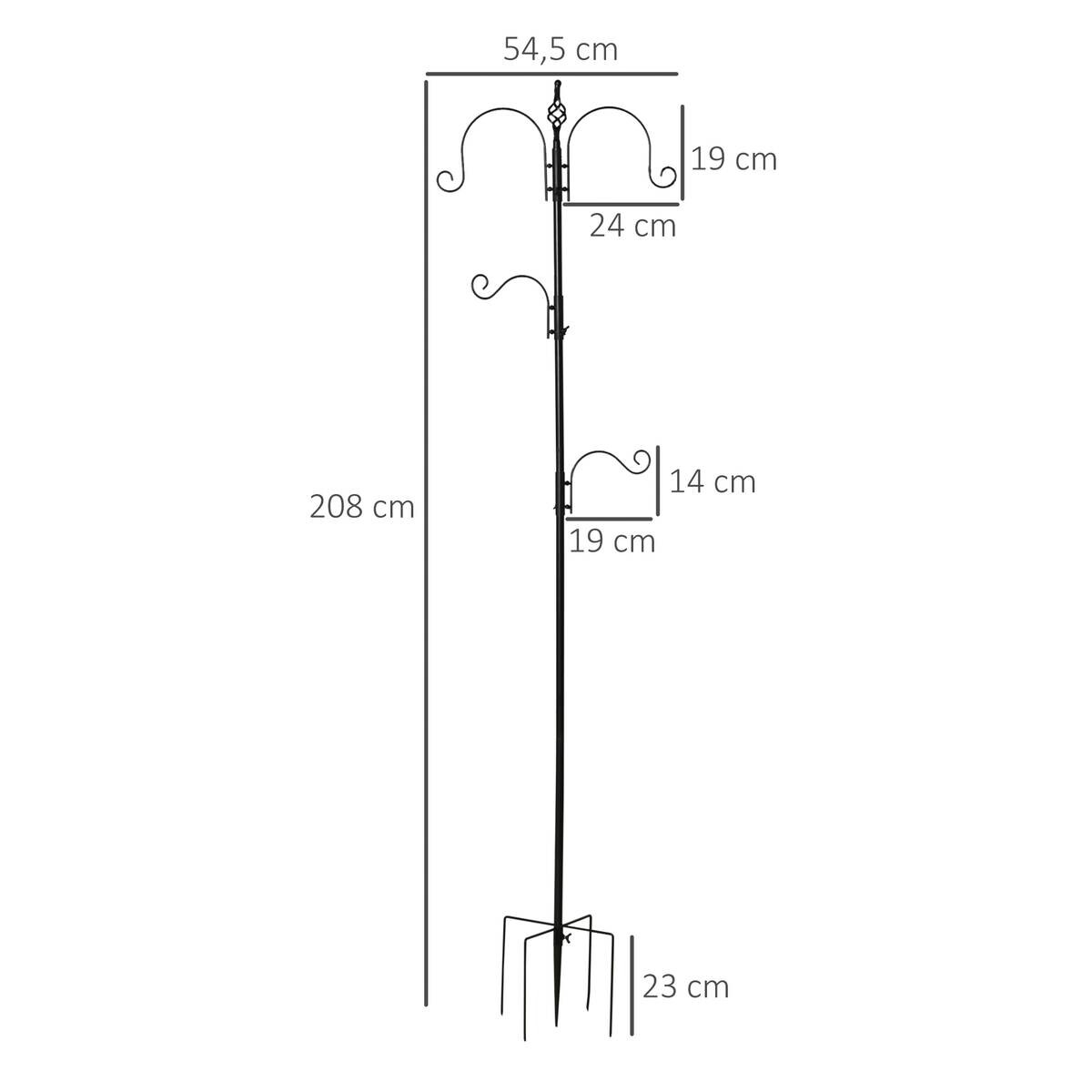 PawHut Vogelfutterstation schwarz Stahl B/H/L: ca. 54,5x208x54,5 cm