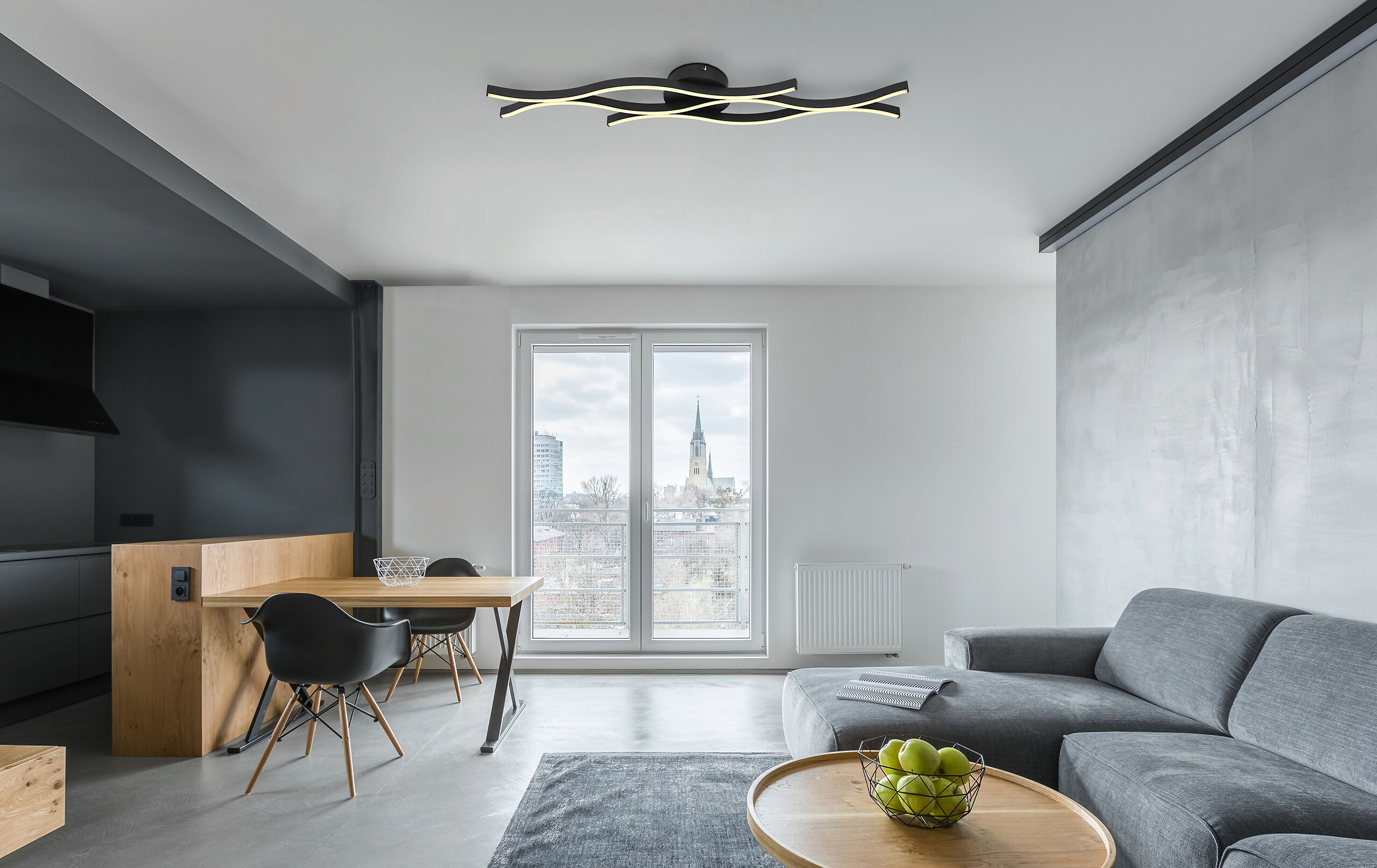 GLOBO Deckenleuchte mattschwarz Opal Kunststoff Metall B/H/T/L: ca. 18x6x108x108 cm 1 Brennstellen