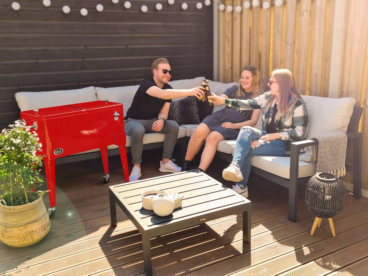 AXI Outdoor Living Getränkekühler Retro rot Metall B/H/L: ca. 43x89x92 cm