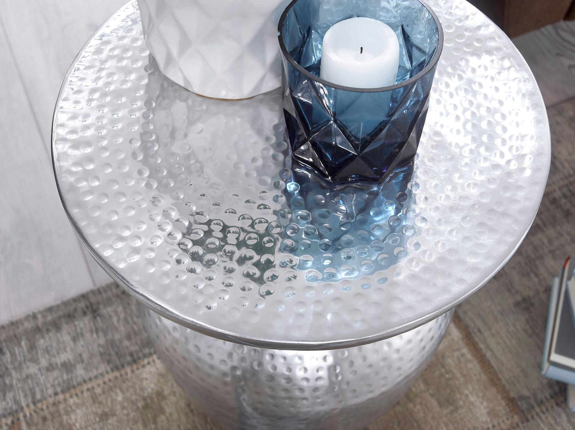 Beistelltisch silber lackiert Aluminium B/H/T/D: ca. 36,5x46x36,5x36,5 cm