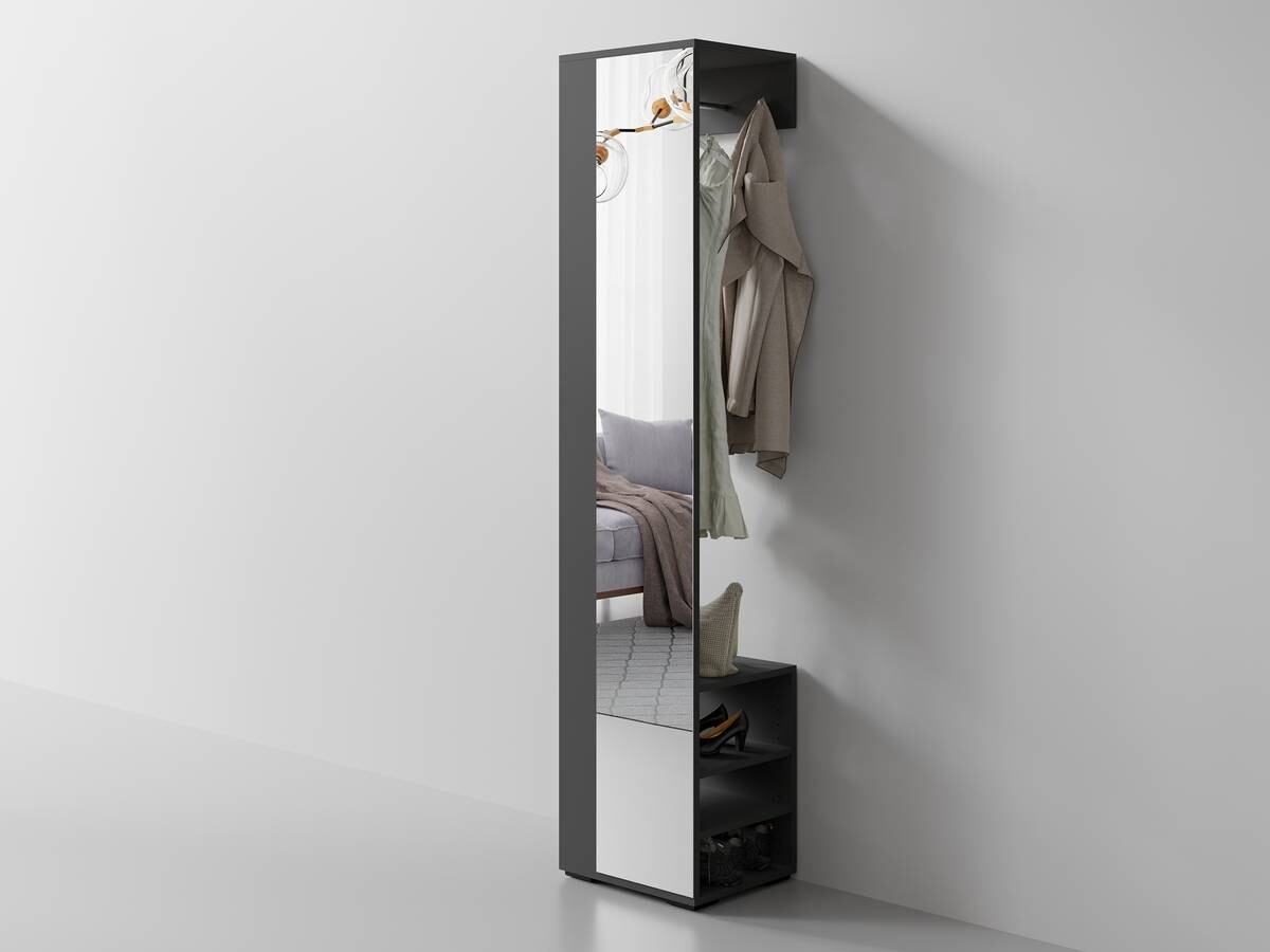 Hochschrank BEN anthrazit Spiegel B/H/T: ca. 40x184x35 cm Hochschrank BEN anthrazit Spiegel B/H/T: ca. 40x184x35 cm