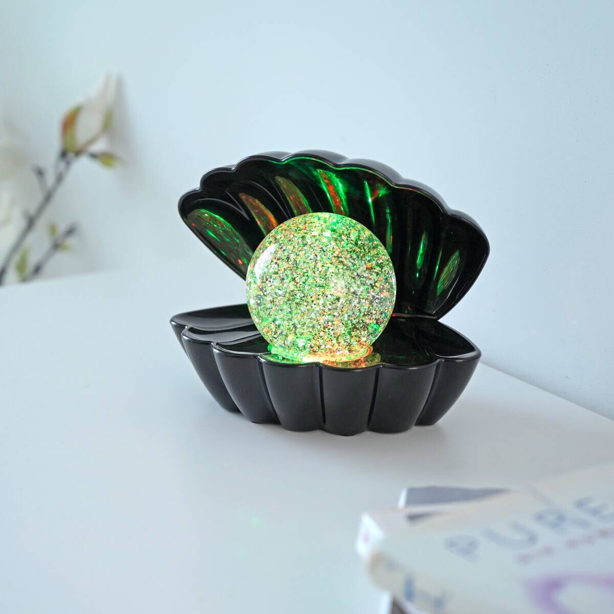 Just Light LED-Dekoleuchte Muschel schwarz Kunststoff B/H/D: ca. 18x13x14,8 cm