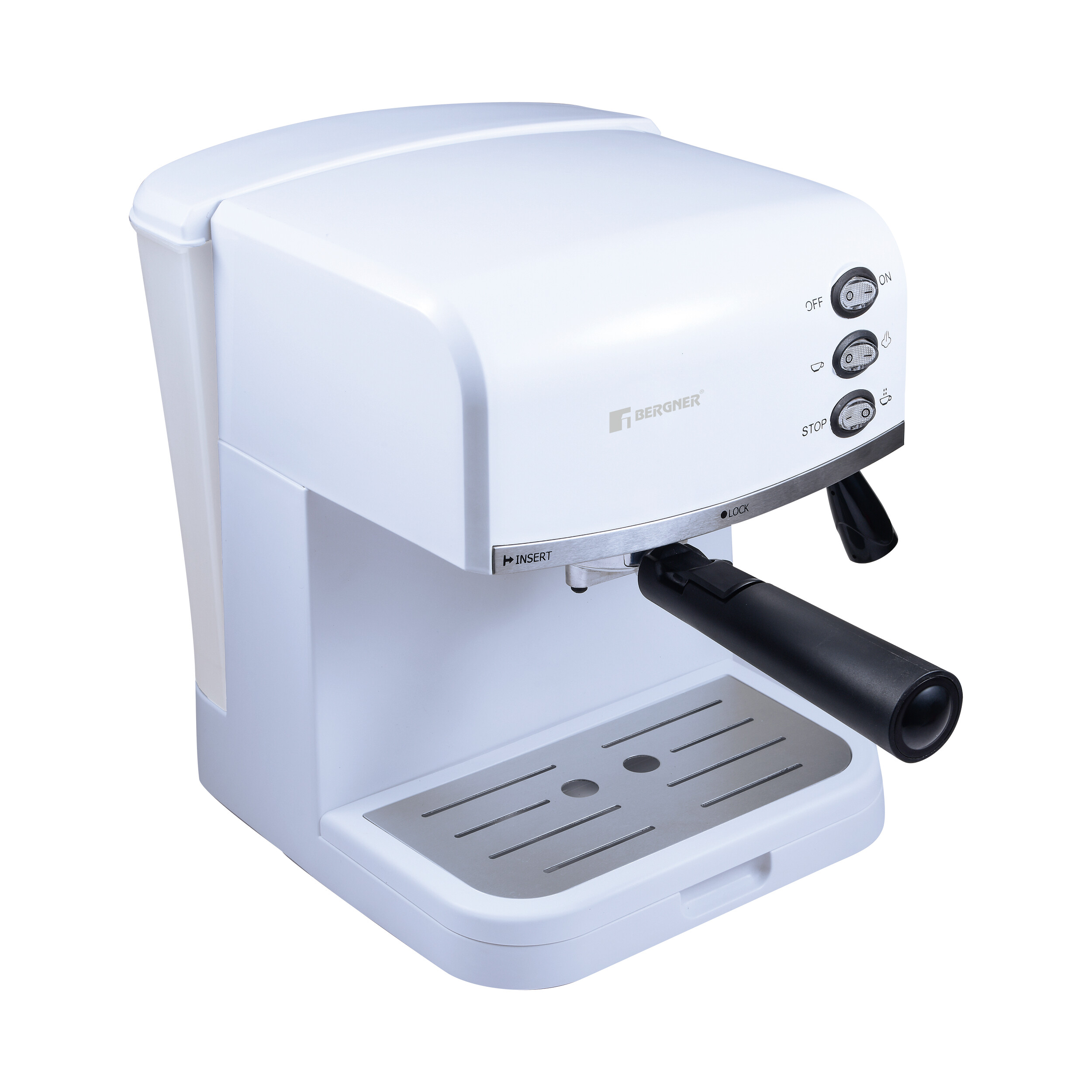BERGNER Espressomaschine weiß Aluminium B/H/L: ca. 29,5x31x33,5 cm