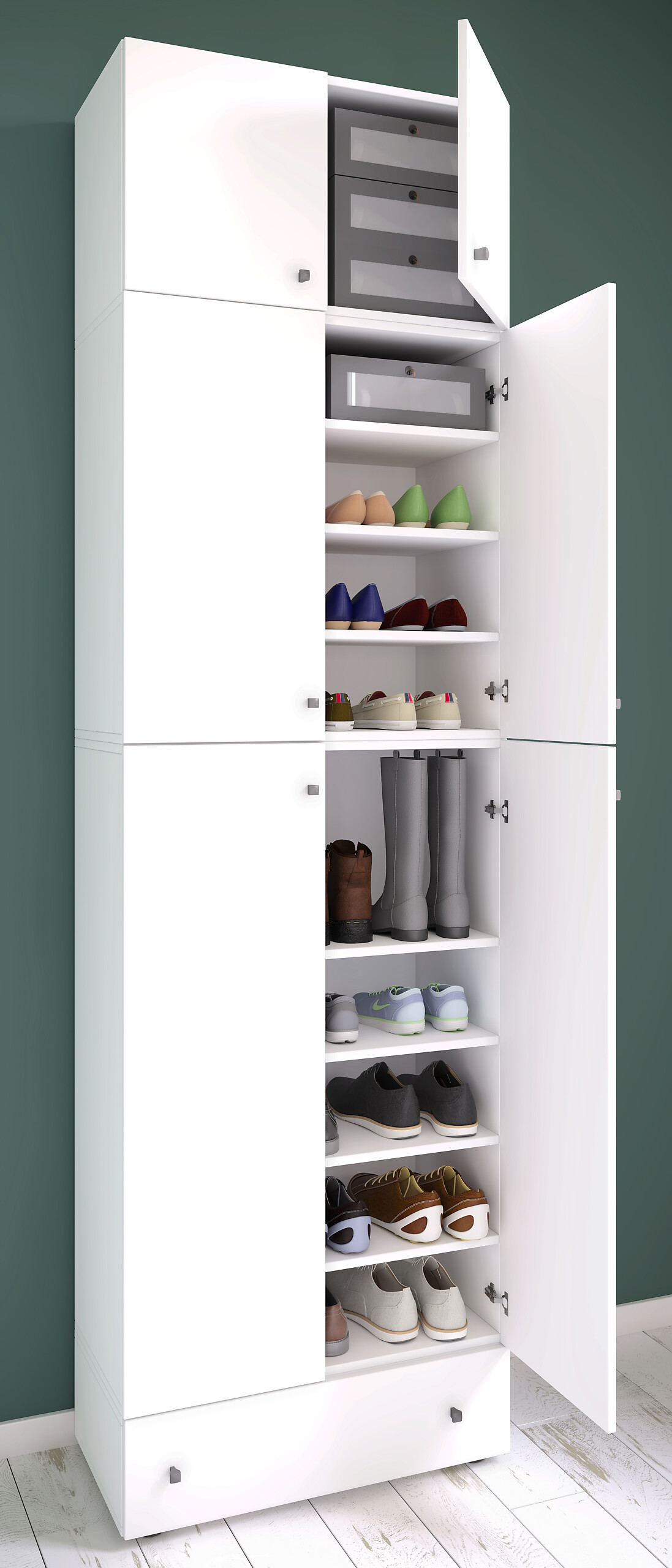 Schuhschrank Lona weiß B/H/T: ca. 70x240x39 cm