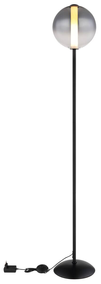GLOBO Stehleuchte mattschwarz Opal Rauch Glas Metall H/D: ca. 152x25 cm 1 Brennstellen