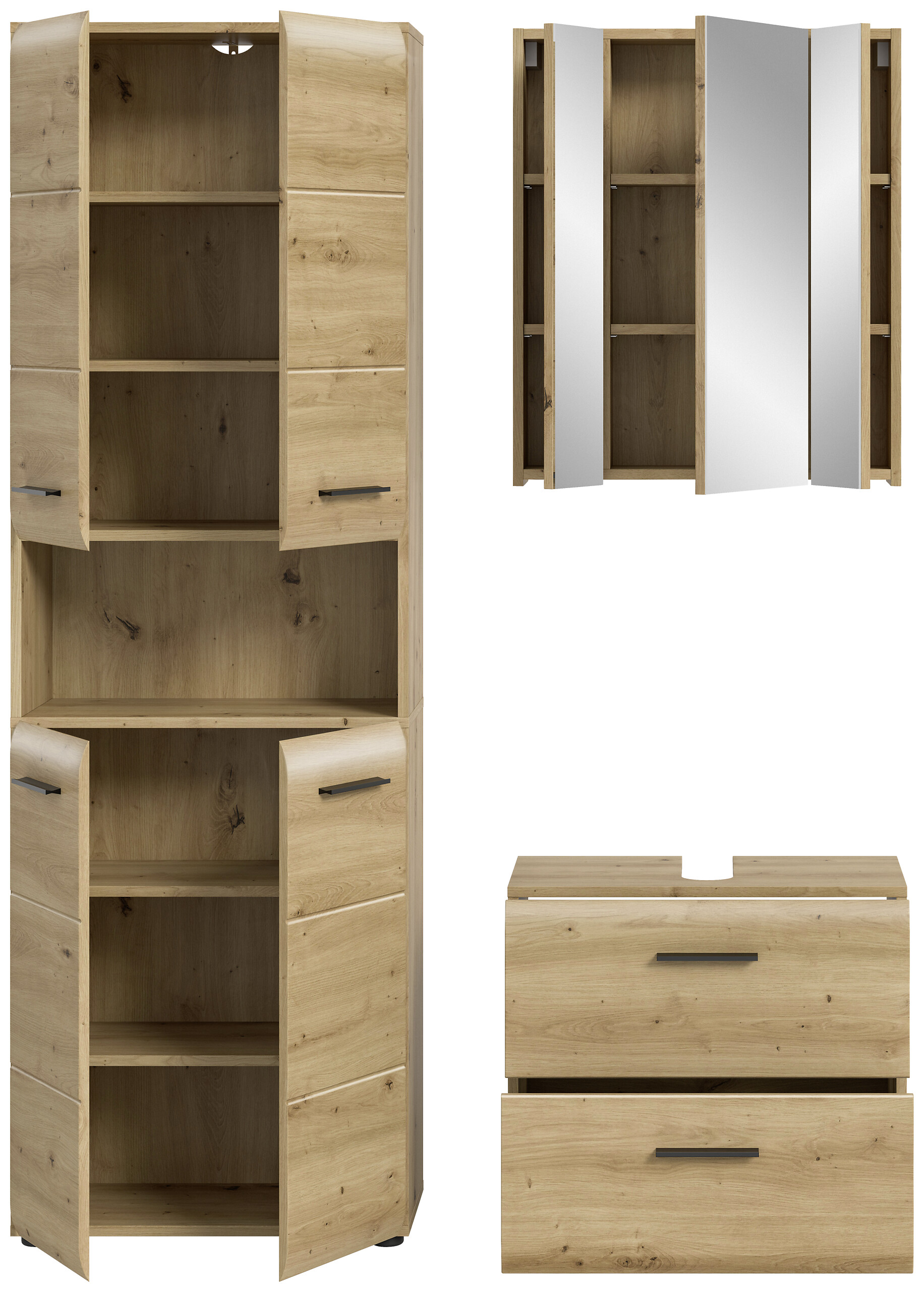 Badezimmer-Set Ice Artisan Oak Nachbildung B/H/T: ca. 135x185x30 cm