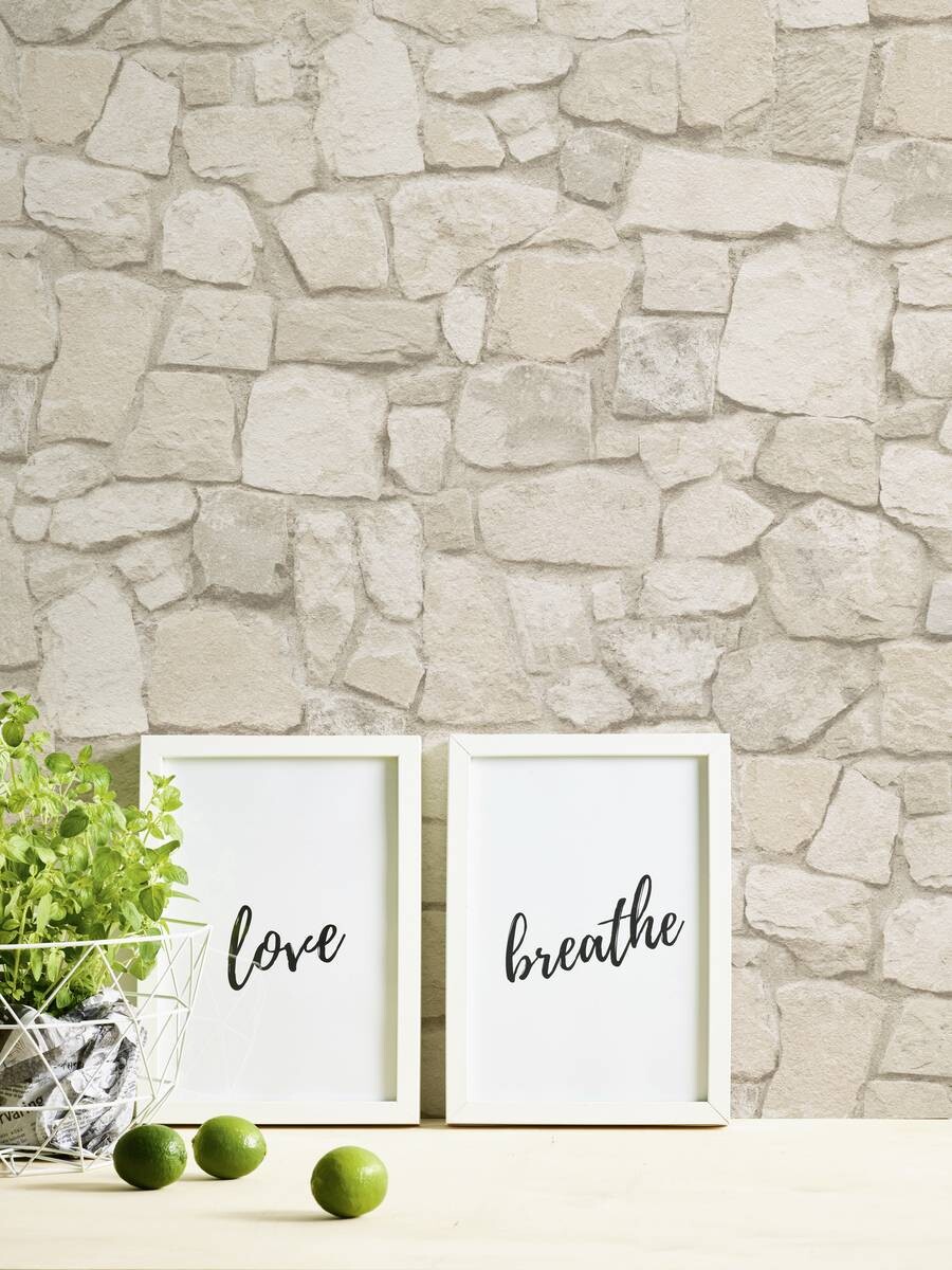 Papiertapete Steinoptik braun beige B/L: ca. 53x1005 cm