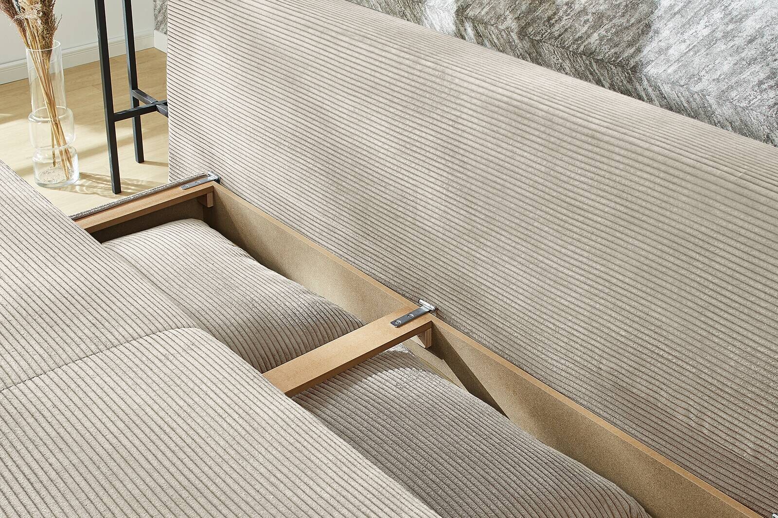 Schlafsofa Greige Microfaser B/H/T: ca. 202x74x99 cm