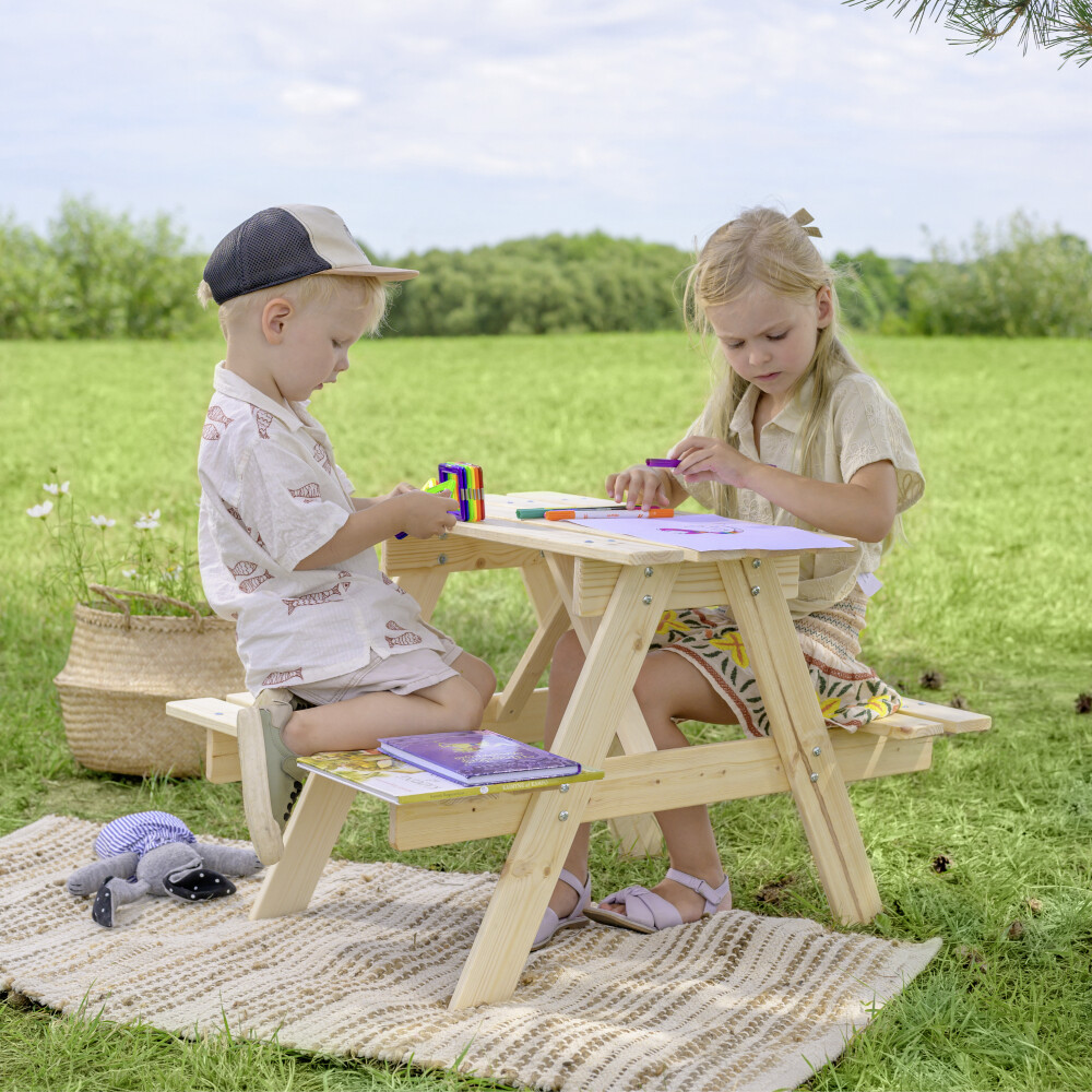 Timbela Kindersitzgarnitur M012 natur Holz B/H/L: ca. 60x50x81 cm