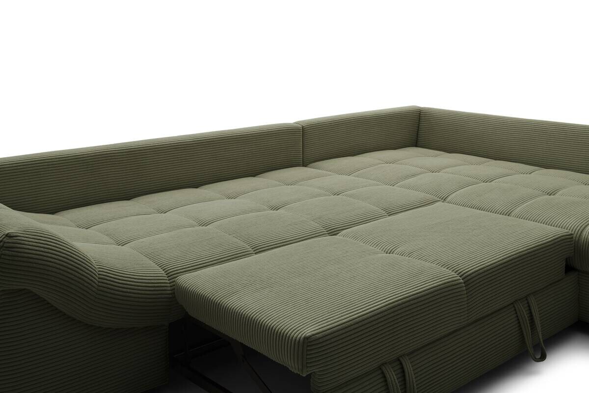 Ecksofa mit Bettfunktion grün Microfaser B/H/T: ca. 303x88x202 cm