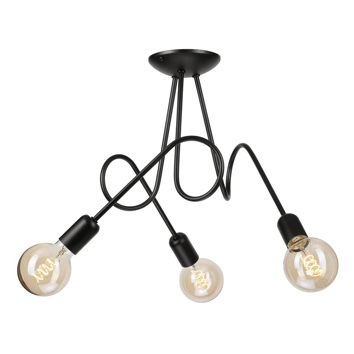 Lamkur Kronleuchter schwarz Stahl B/H/L: ca. 39x54x54 cm E27 3 Brennstellen