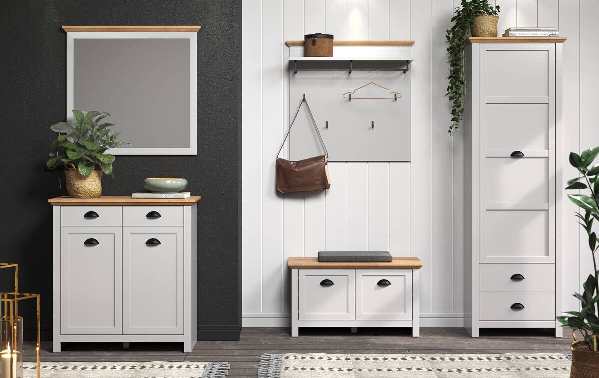 Garderobenpaneel Landside Lichtgrau Eiche Artisan Nachbildung B/H/T: ca. 91x82x27 cm