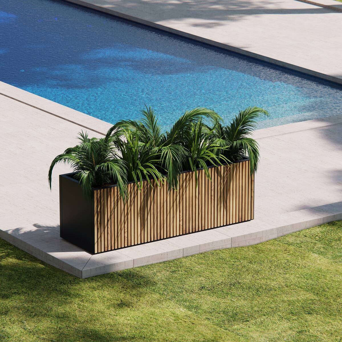 Herstera Garden Pflanzkübel Deco Planter schwarz Metall B/H/L: ca. 150x50x50 cm
