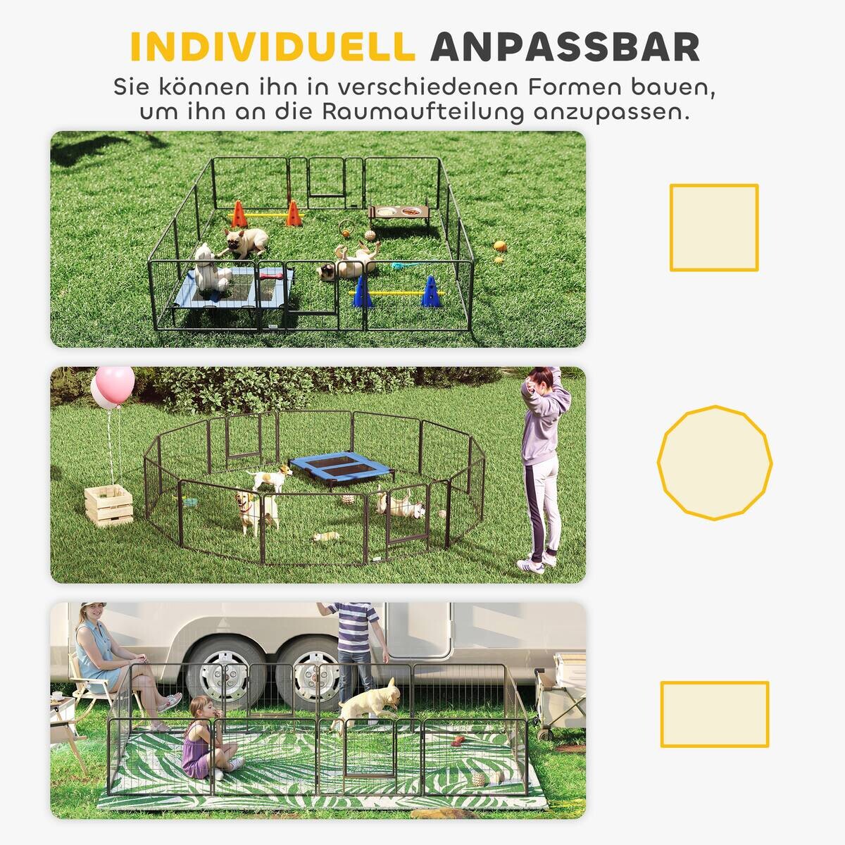 PawHut Welpenauslauf schwarz Stahl B/H/L: ca. 1,5x60x80 cm