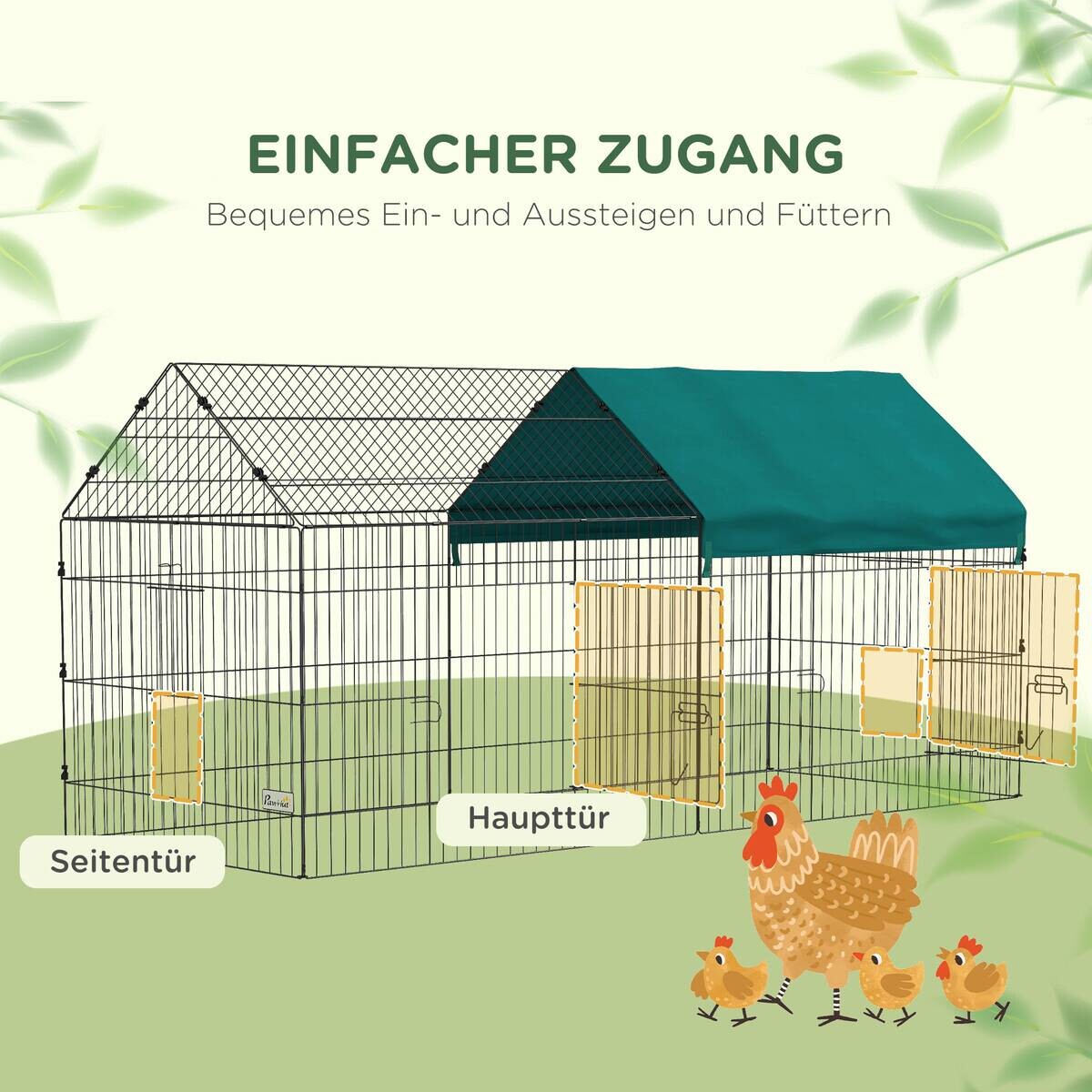 PawHut Kleintier-Freilaufgehege grün Polyester-Mischgewebe B/H/L: ca. 85x103x220 cm