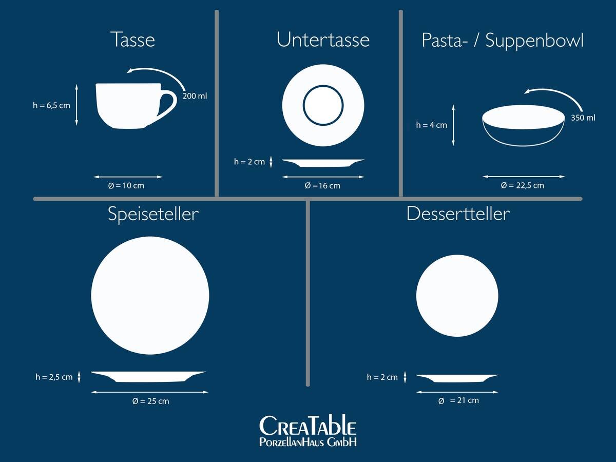 CreaTable Tafelservice Maria Theresia platin Porzellan 30 tlg.