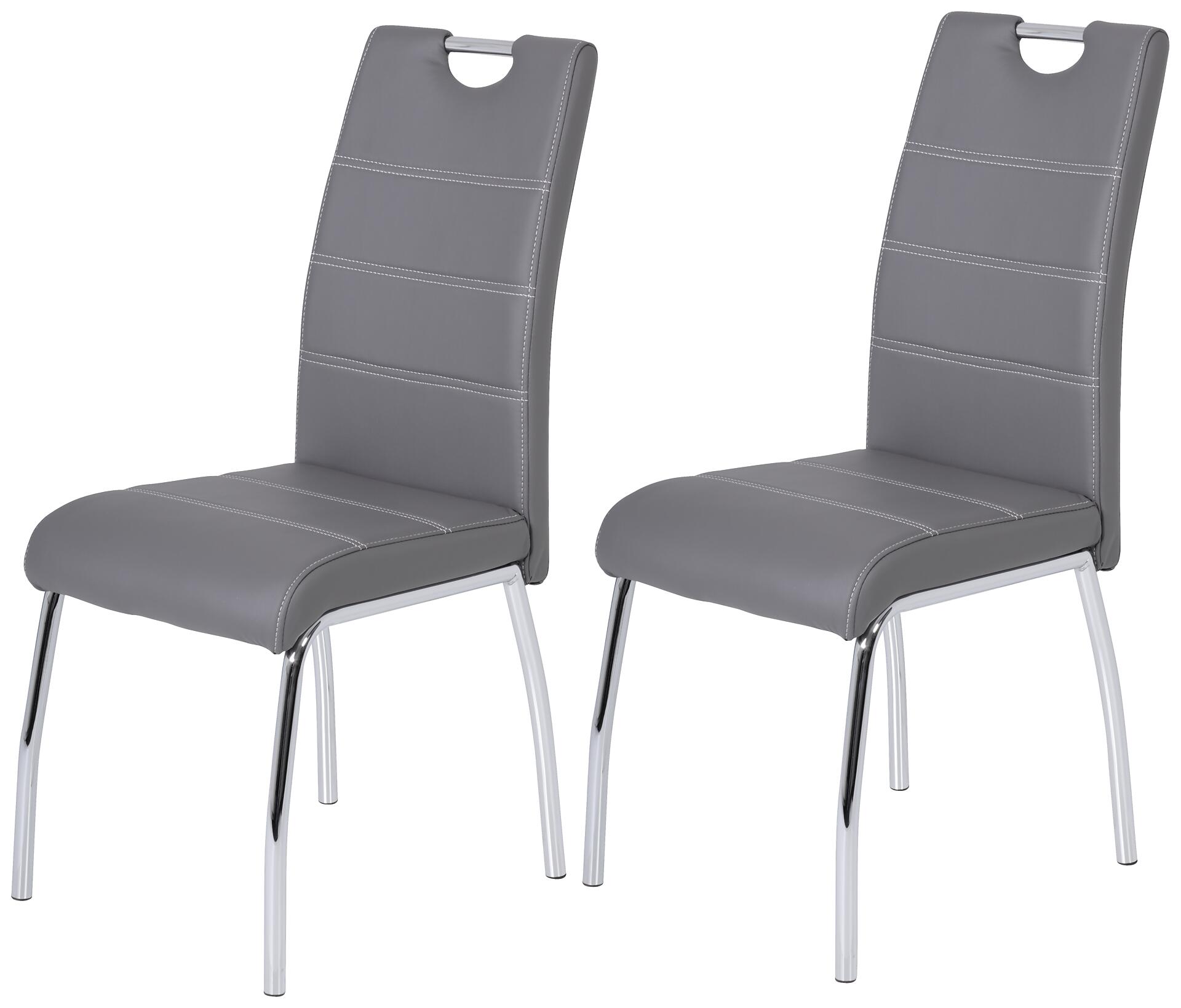 Stuhl Susi 2er Set grau Kunstleder B/H/T: ca. 44x98x61 cm