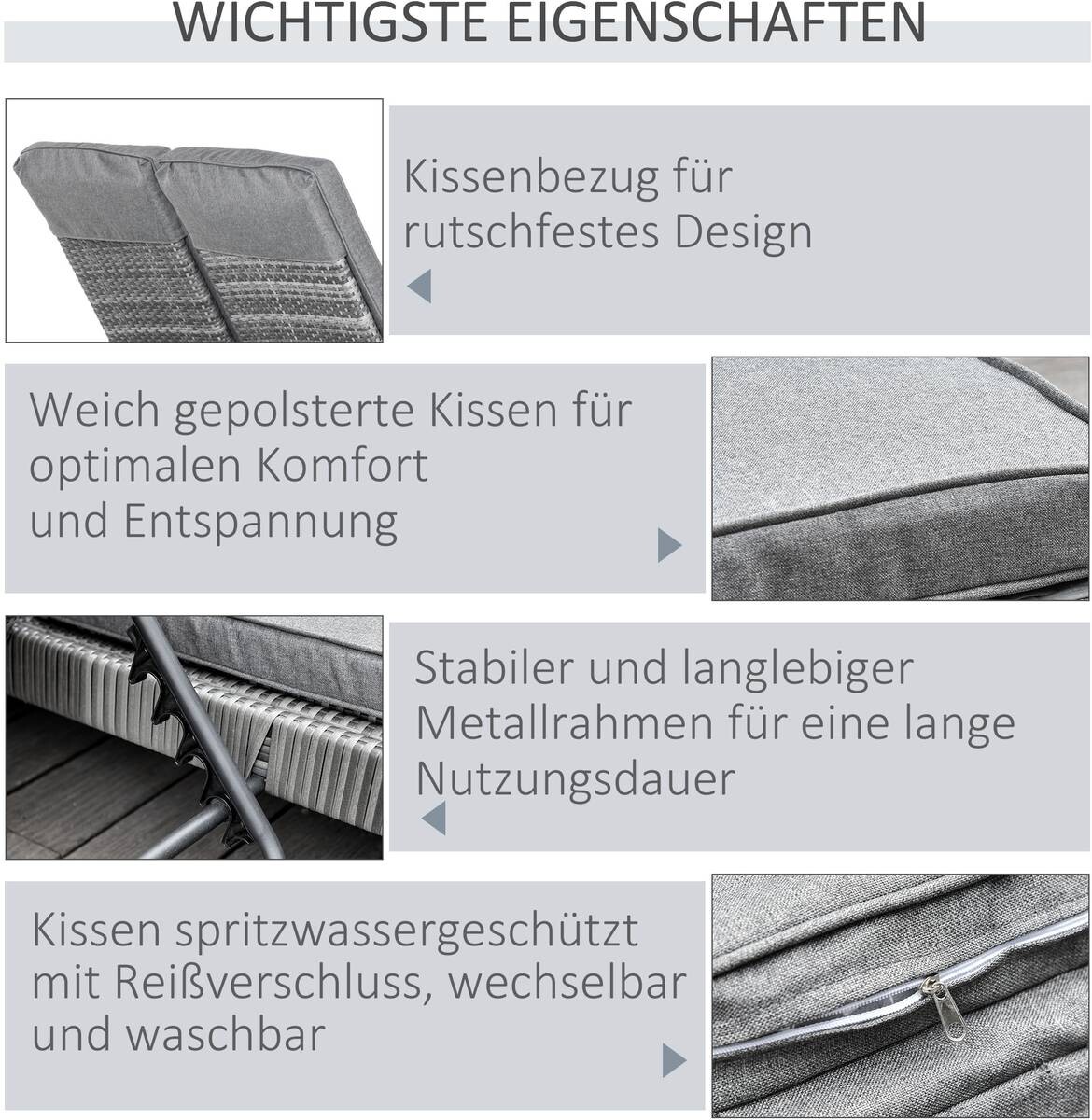 Outsunny Doppelliege grau Metall B/H/L: ca. 120x28x195 cm