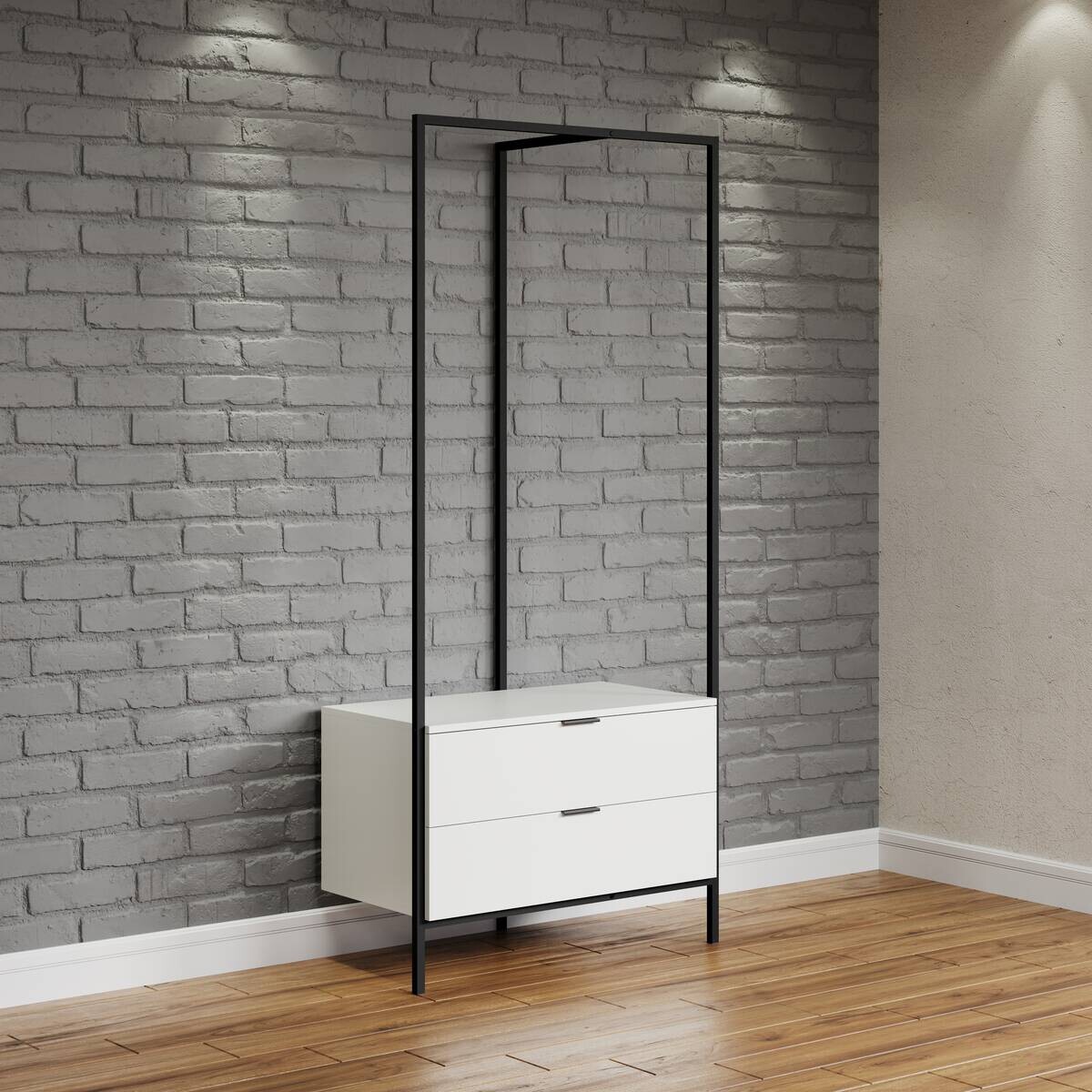 Garderobe Jody weiß matt schwarz B/H/T: ca. 85x190x47 cm