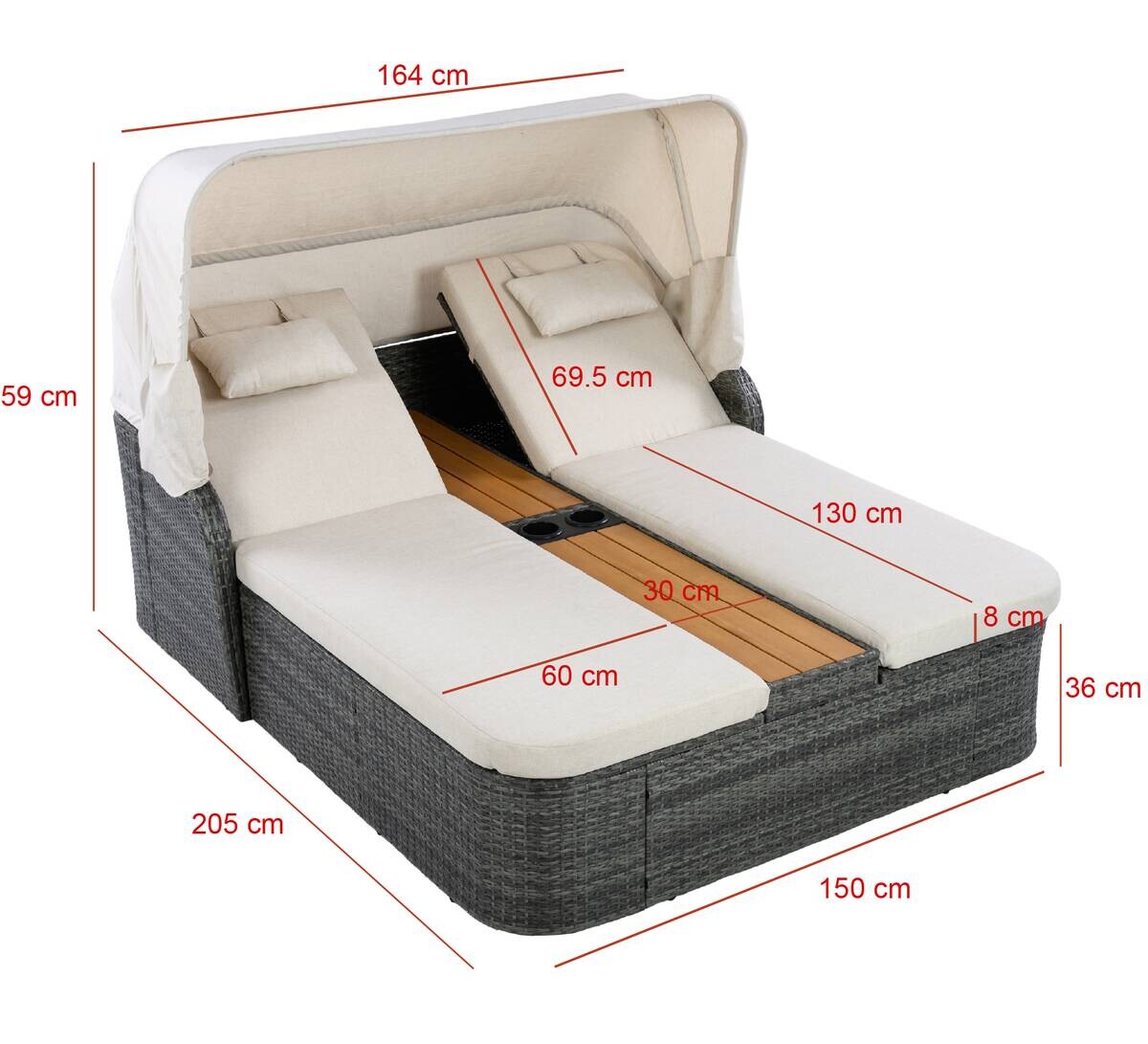 POCOline Gartenliege beige Stahl