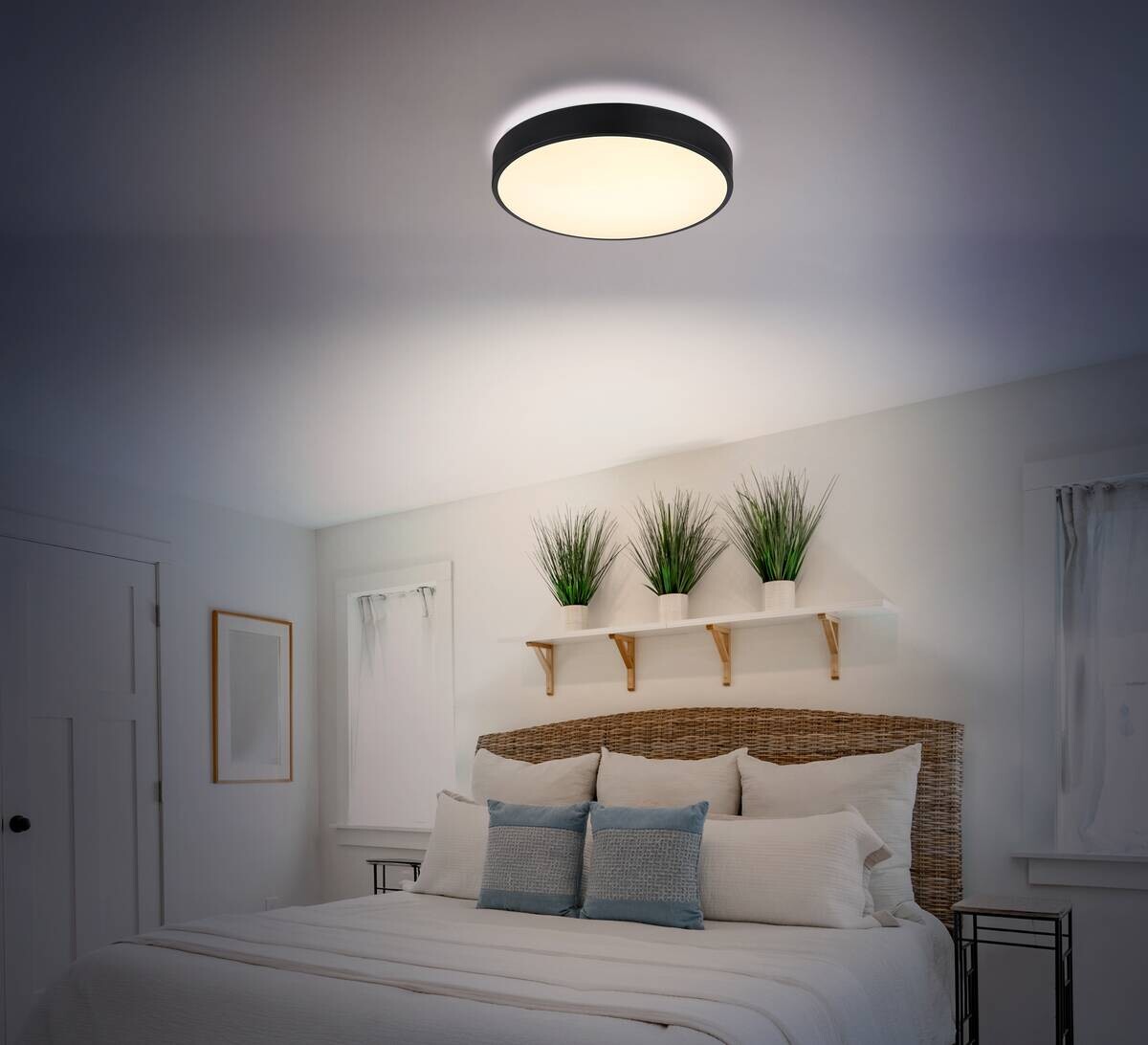 GLOBO LED-Deckenleuchte mattschwarz Opal Kunststoff Metall H/D: ca. 7x37,8 cm 1 Brennstellen