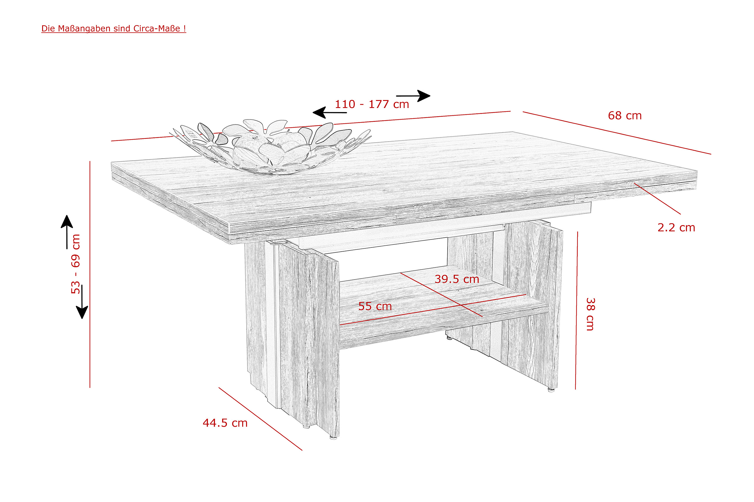 Hela Couchtisch JEROME Beton Holzwerkstoff B/H/T: ca. 110x53x68 cm