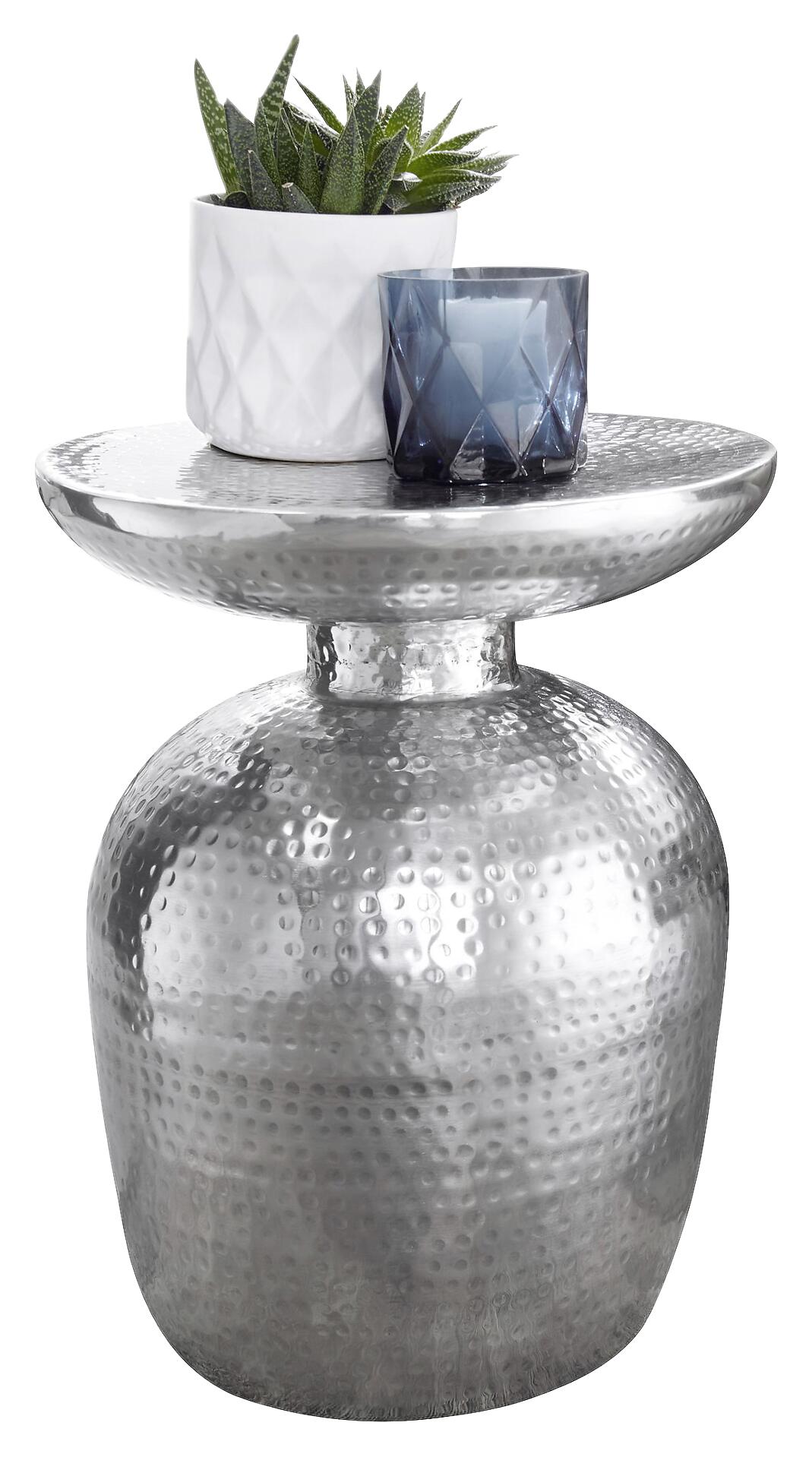 Beistelltisch silber lackiert Aluminium B/H/T/D: ca. 36,5x46x36,5x36,5 cm